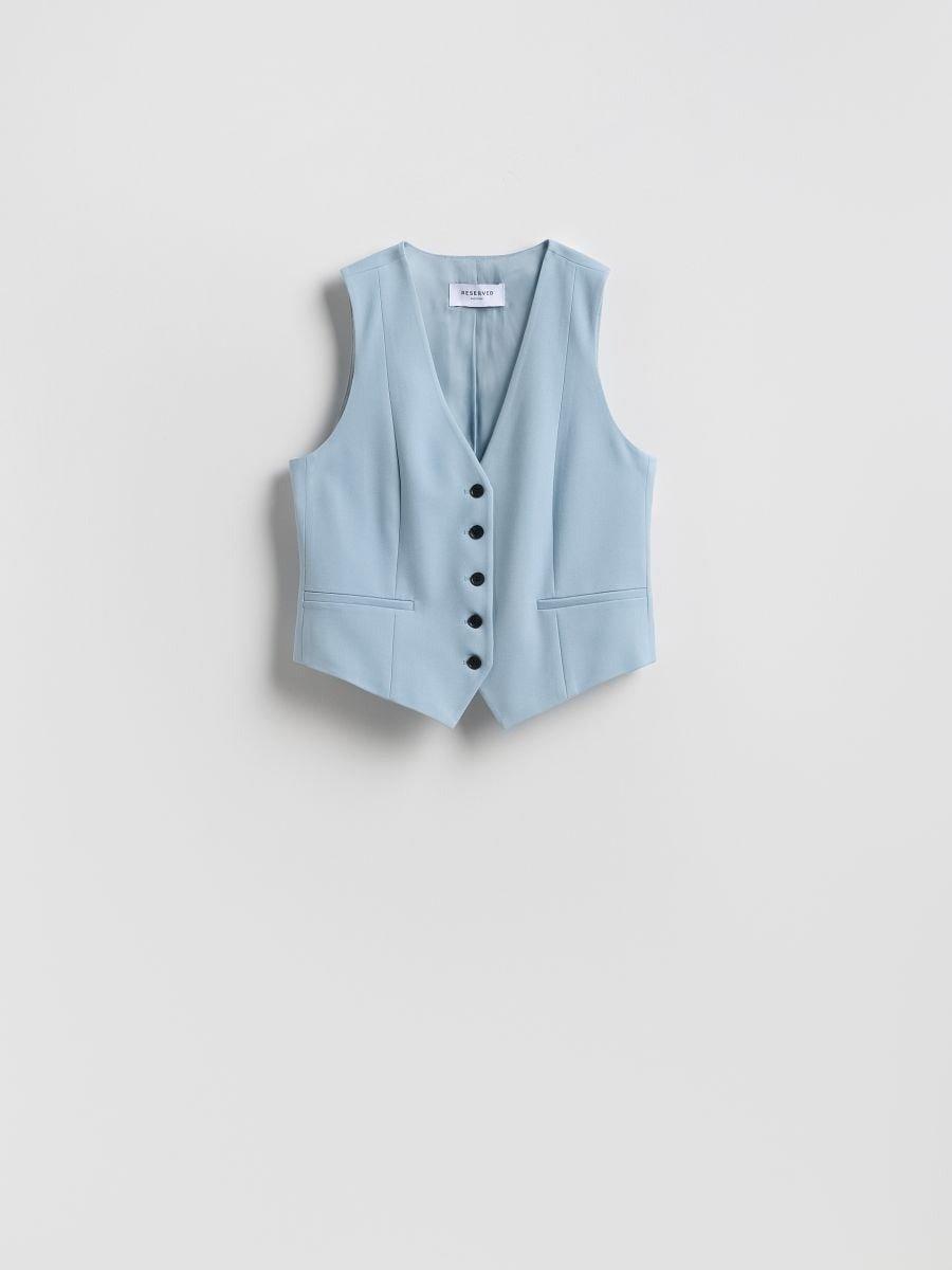 Blue Viscose Rich Suit Vest, Blue, large image number 2