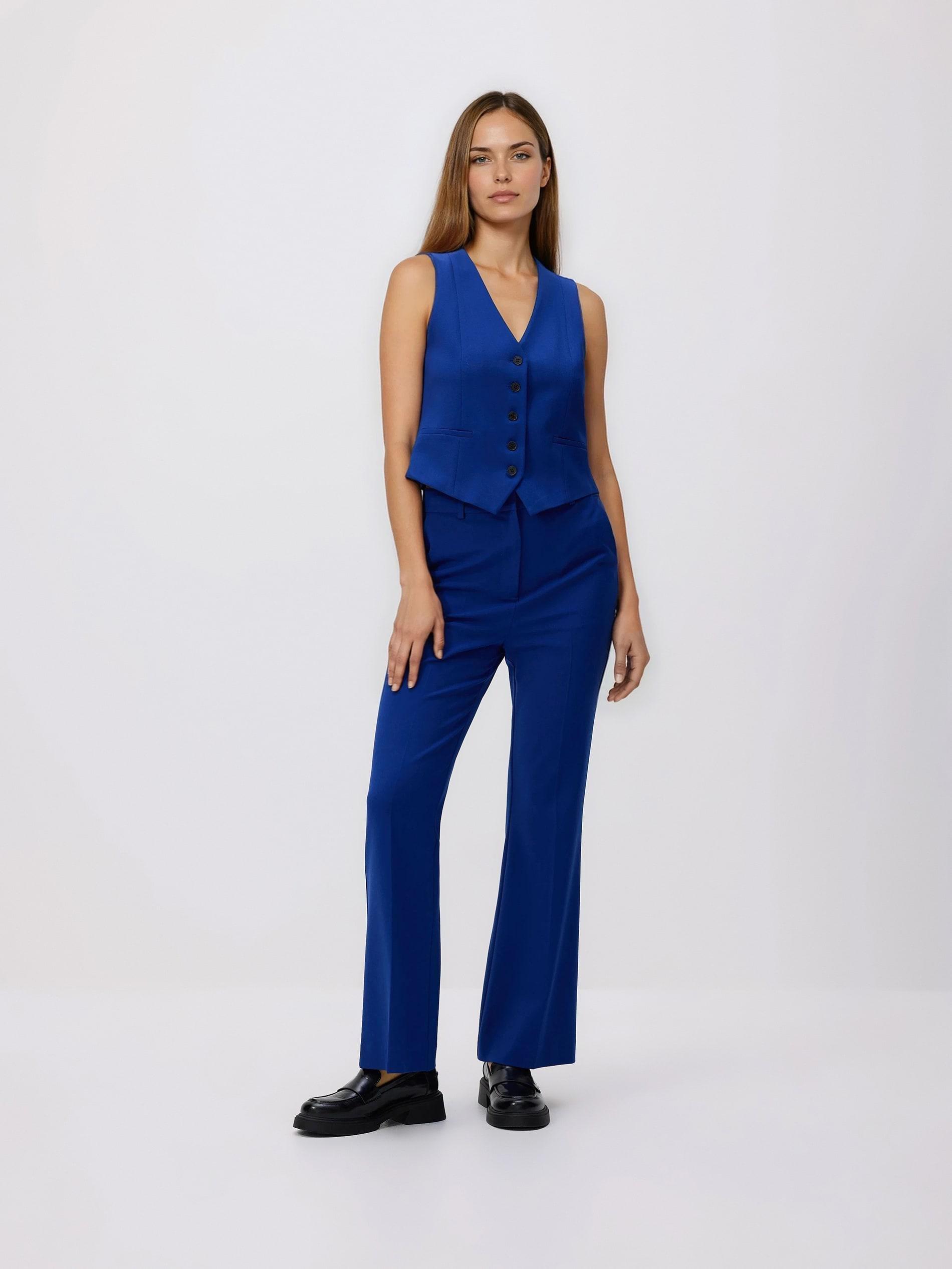 Blue Viscose Rich Suit Vest, Blue, medium