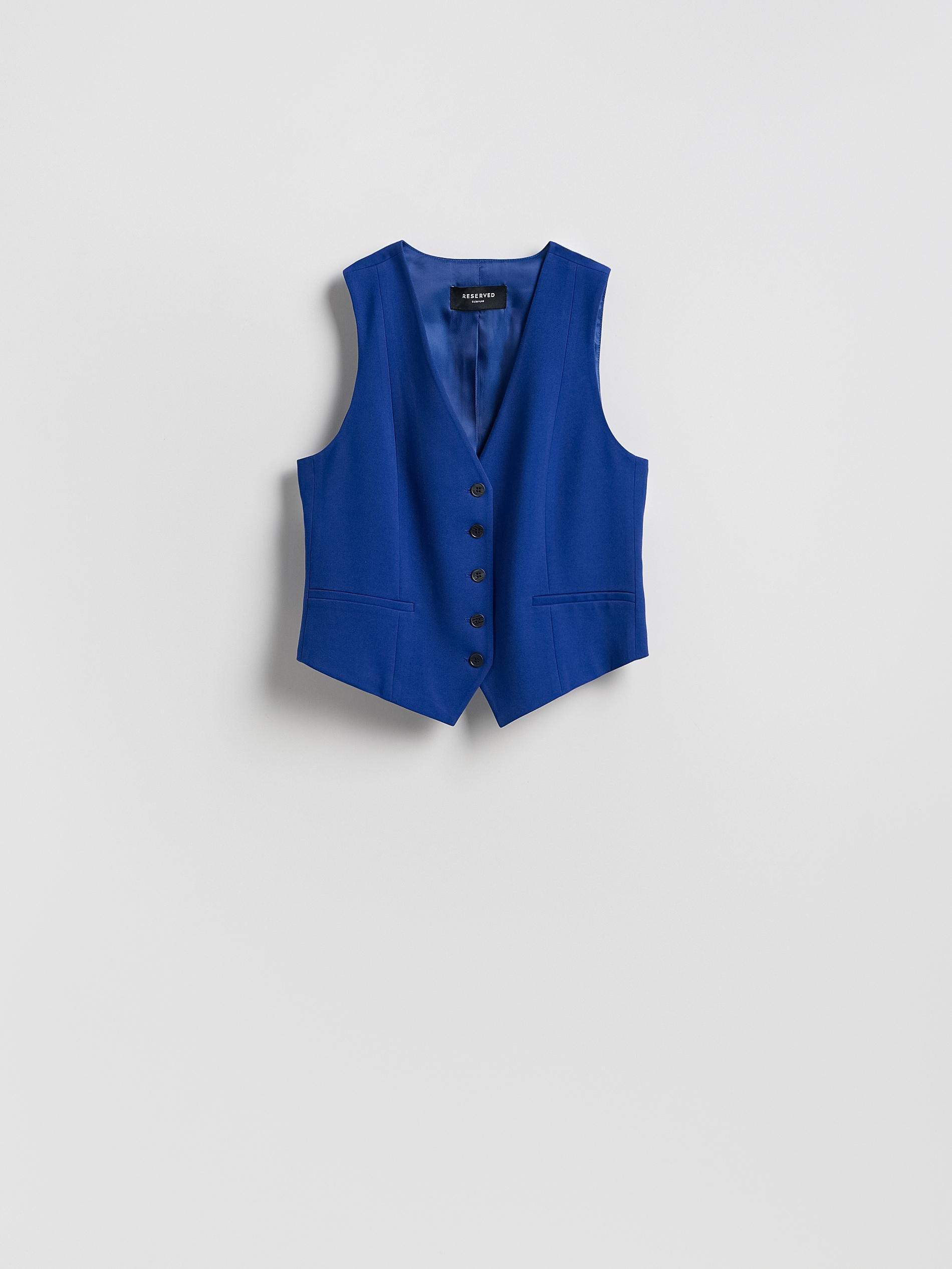 Blue Viscose Rich Suit Vest, Blue, large image number 3