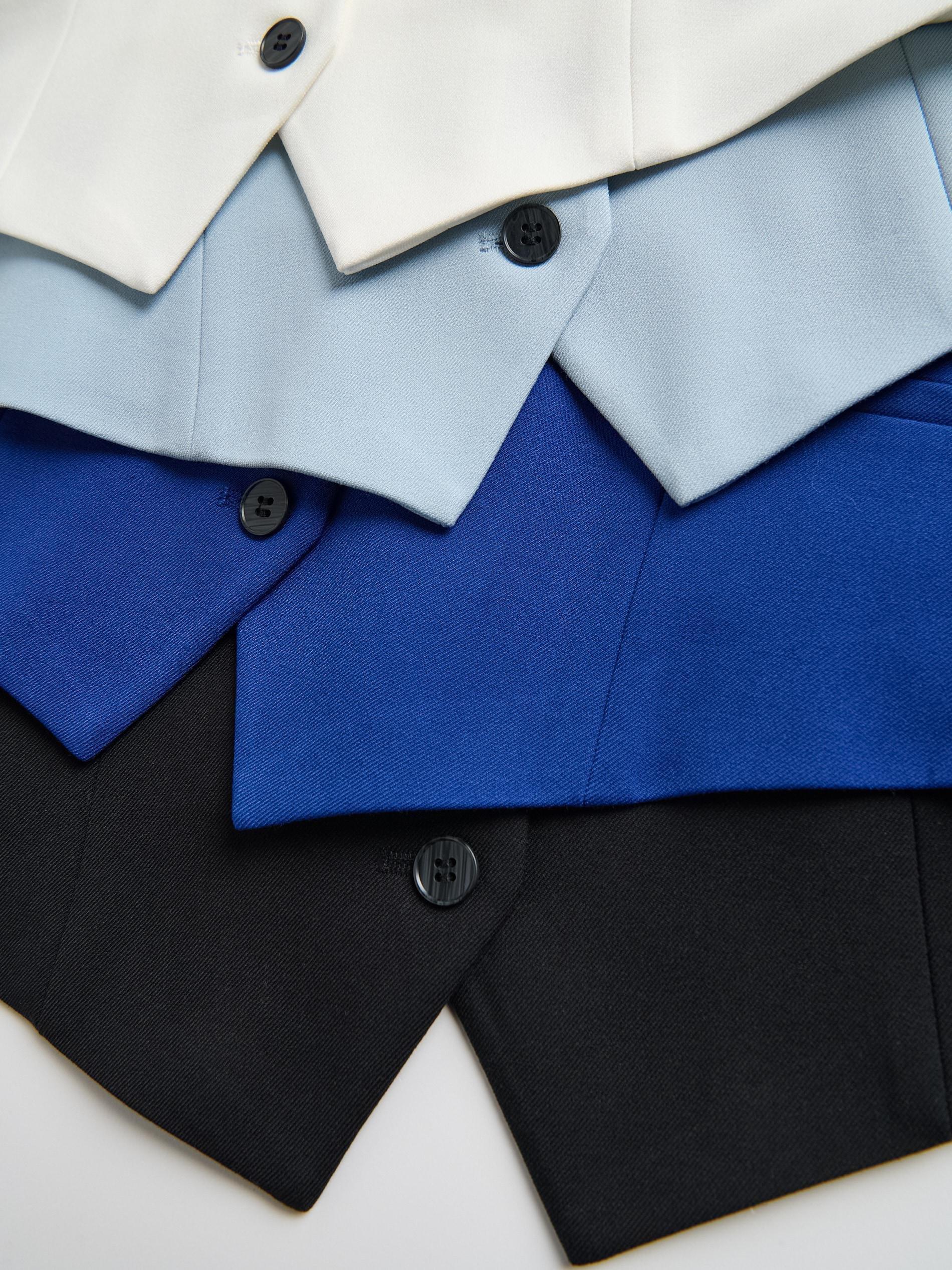 Blue Viscose Rich Suit Vest, Blue, large image number 4
