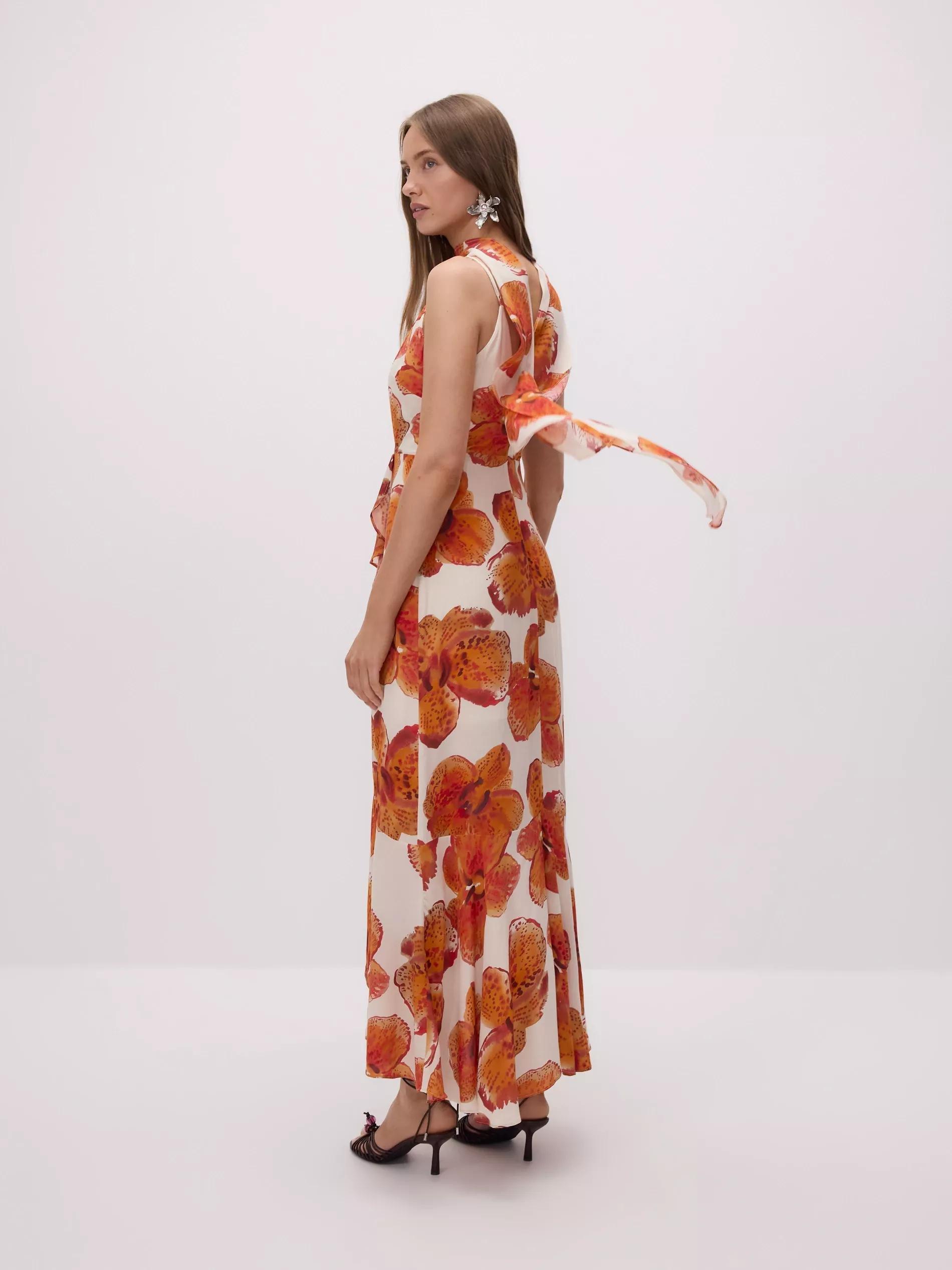 Multicolour Patterned Dress With Sash, Multicolor, large image number 1