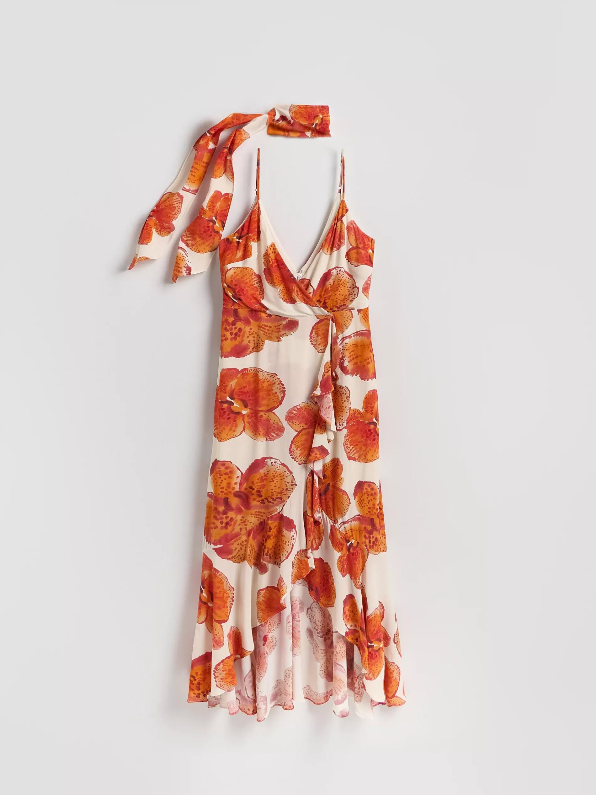 Multicolour Patterned Dress With Sash, Multicolor, large image number 5