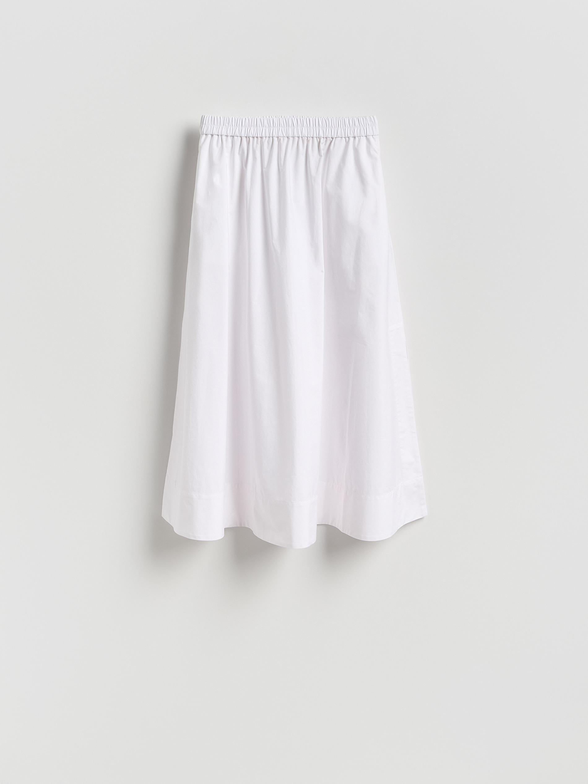 White Cotton Midi Skirt, White, large image number 0