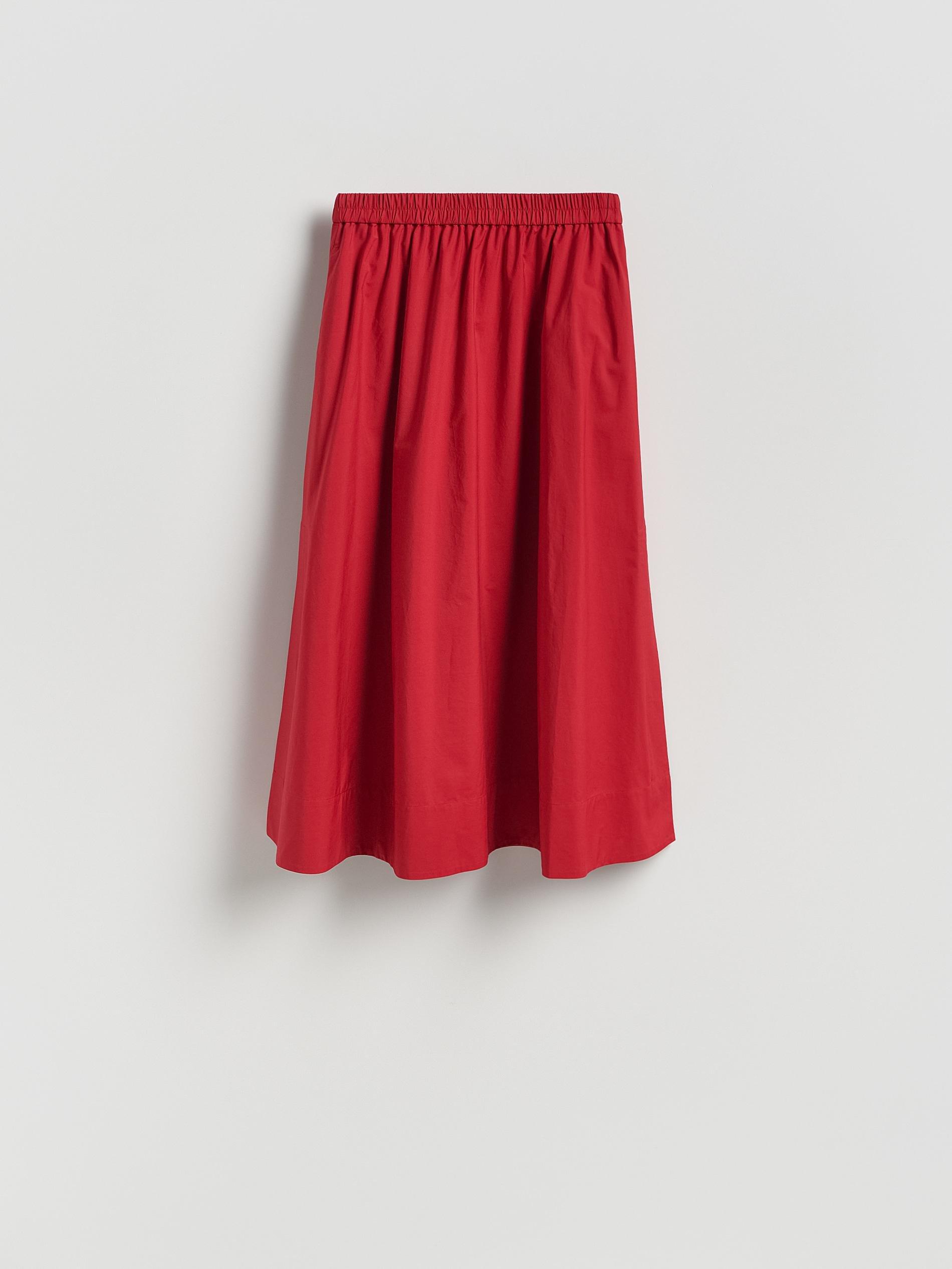 Red Cotton Midi Skirt, Red, large image number 3