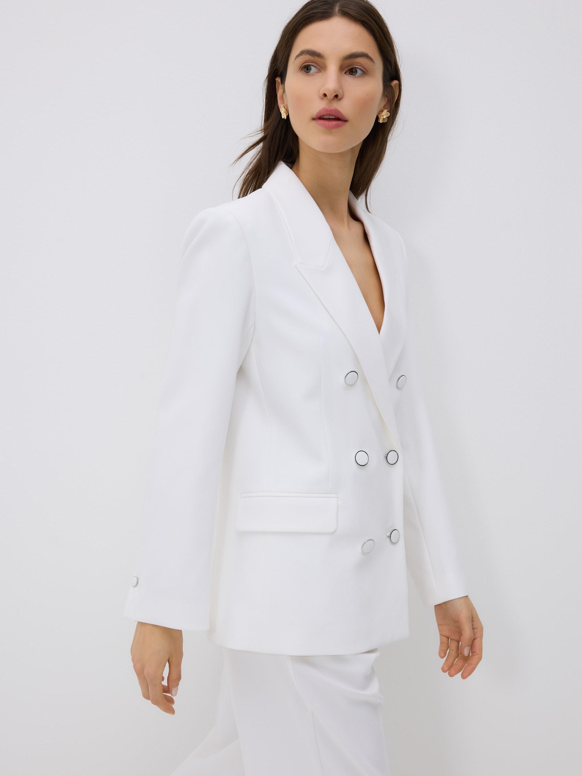 Cream Double-Breasted Jacket, Ivory, medium
