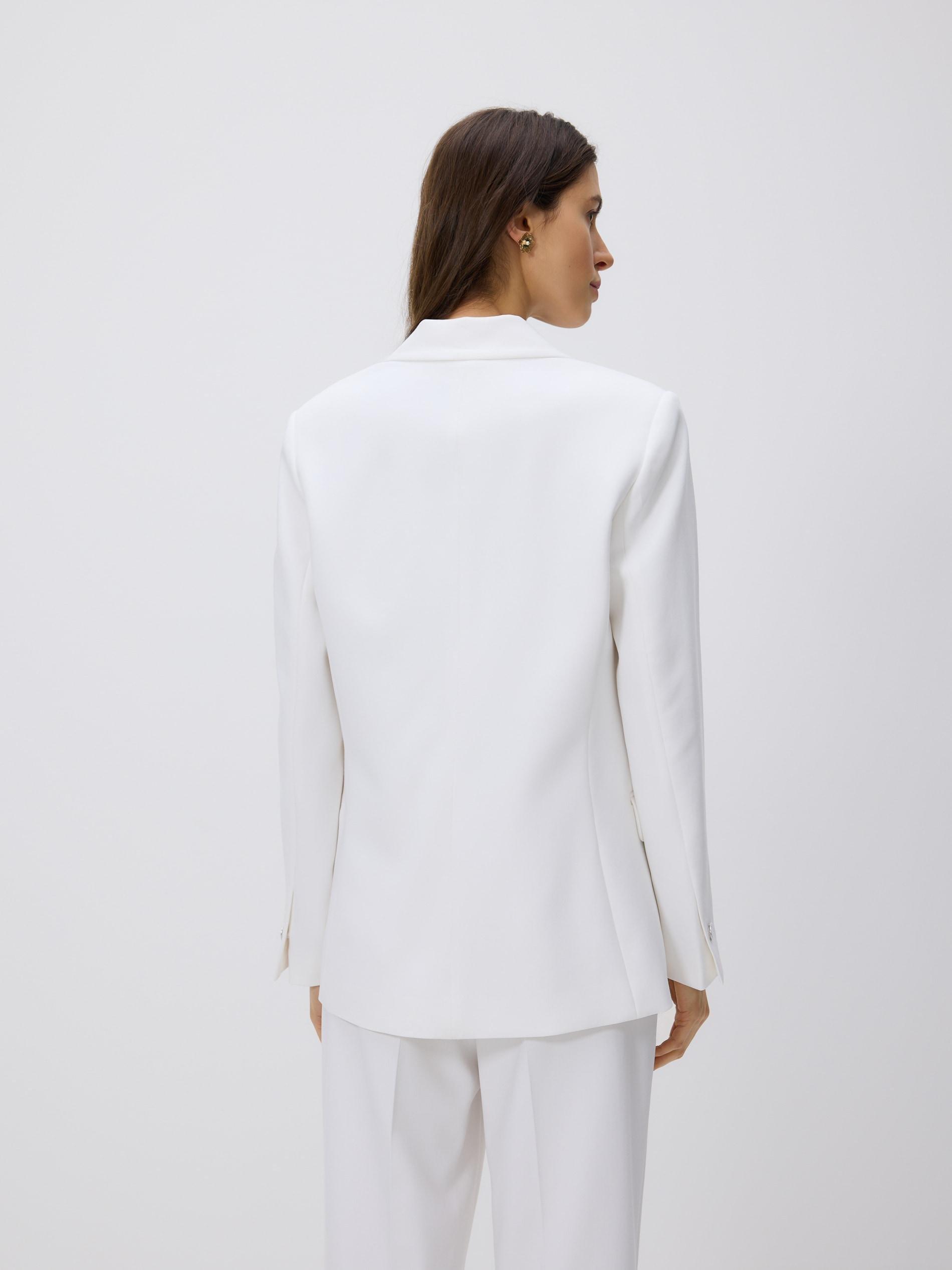 Cream Double-Breasted Jacket, Ivory, large image number 1