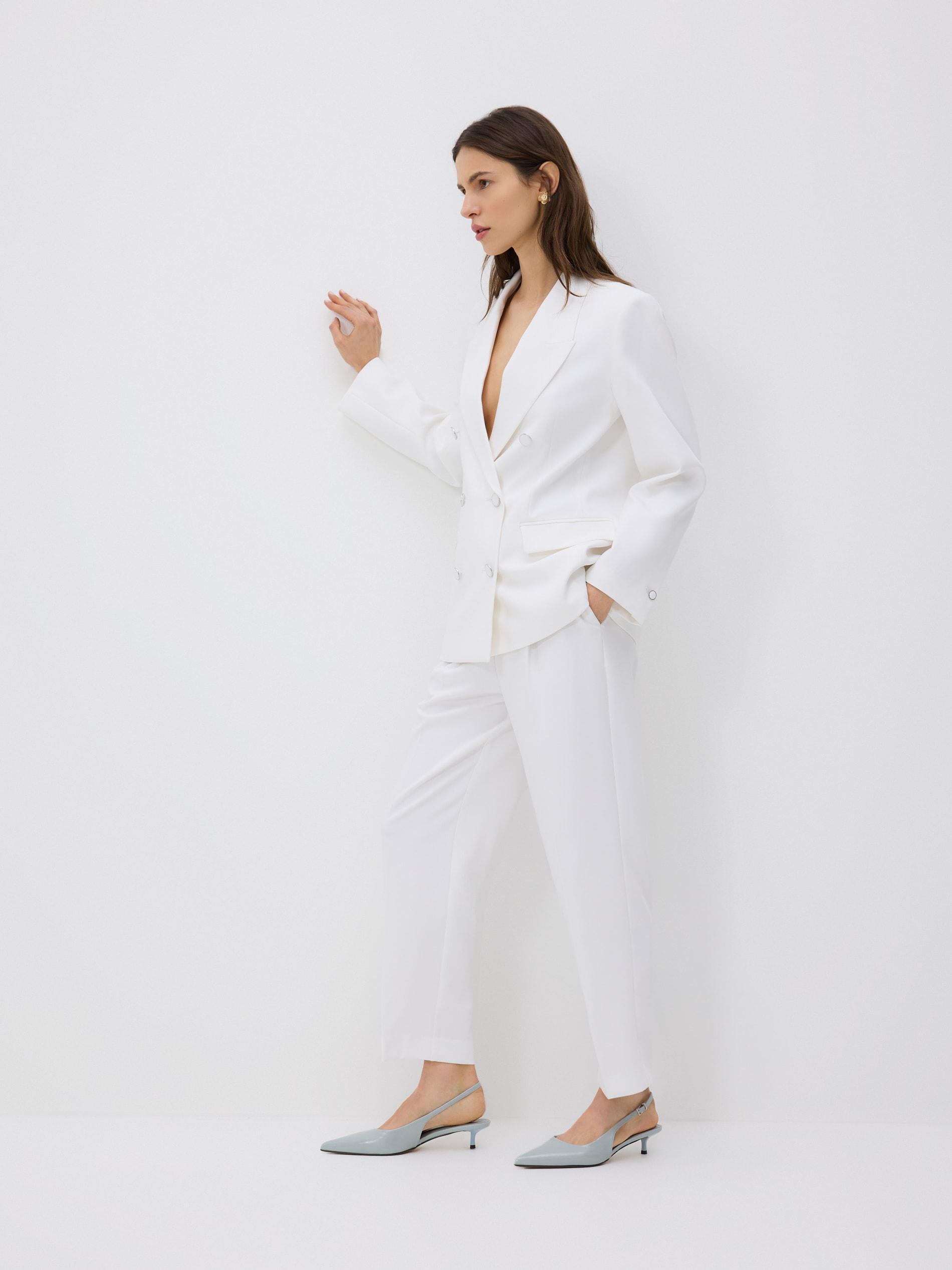 Cream Double-Breasted Jacket, Ivory, medium
