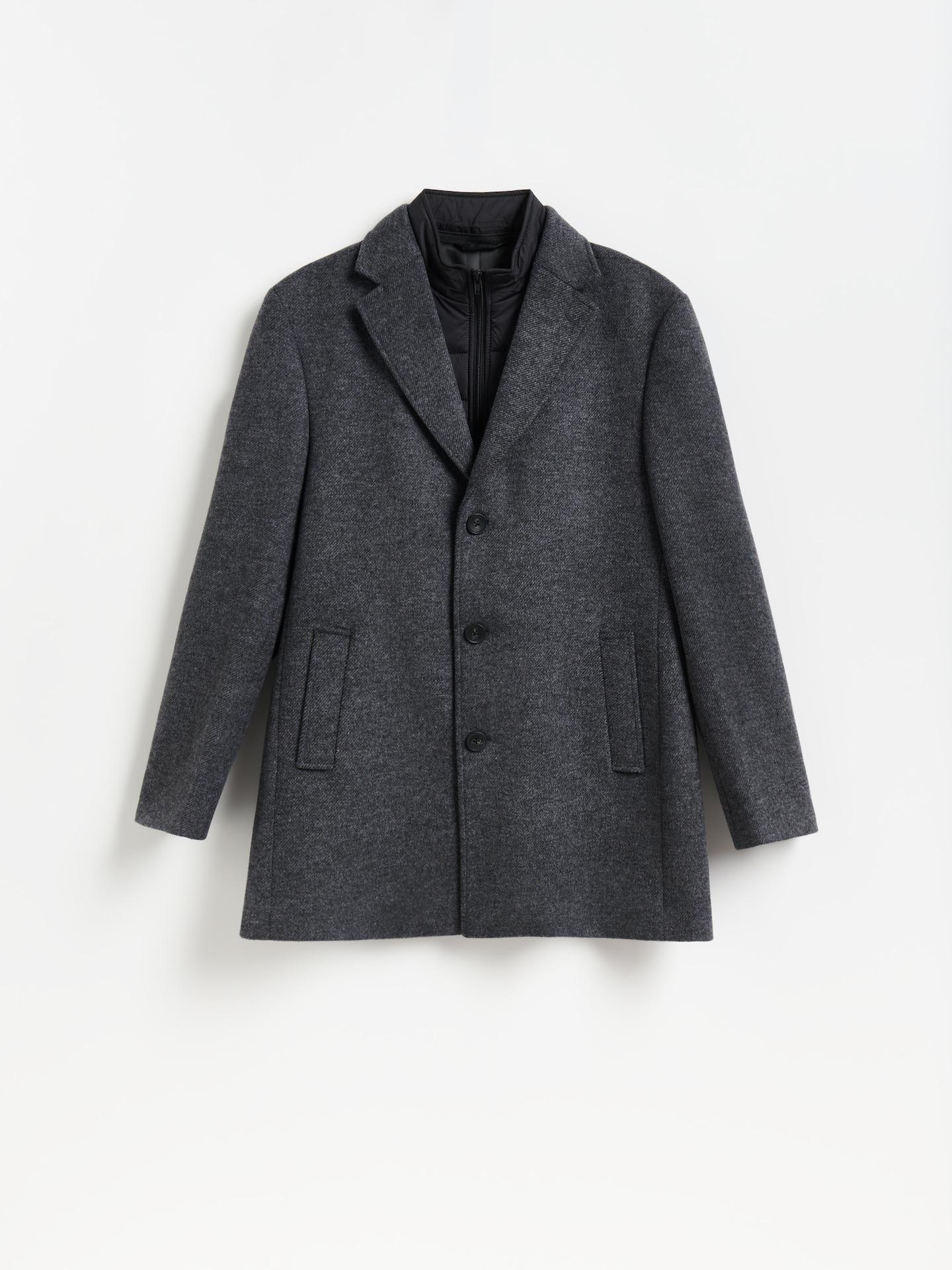 Grey Wool Blend Coat, Grey, medium