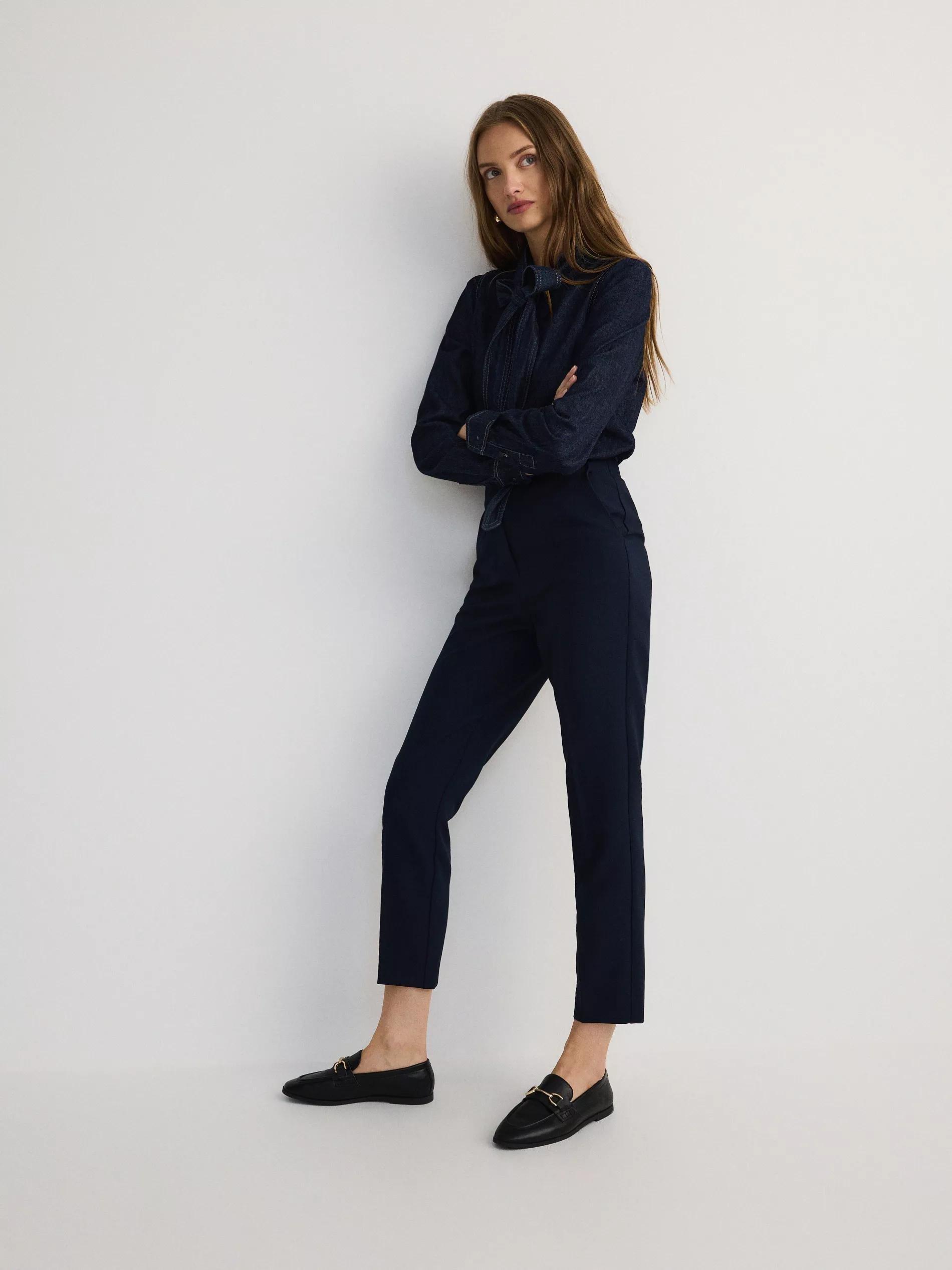 Navy High-Waisted Pants, Navy, large image number 0