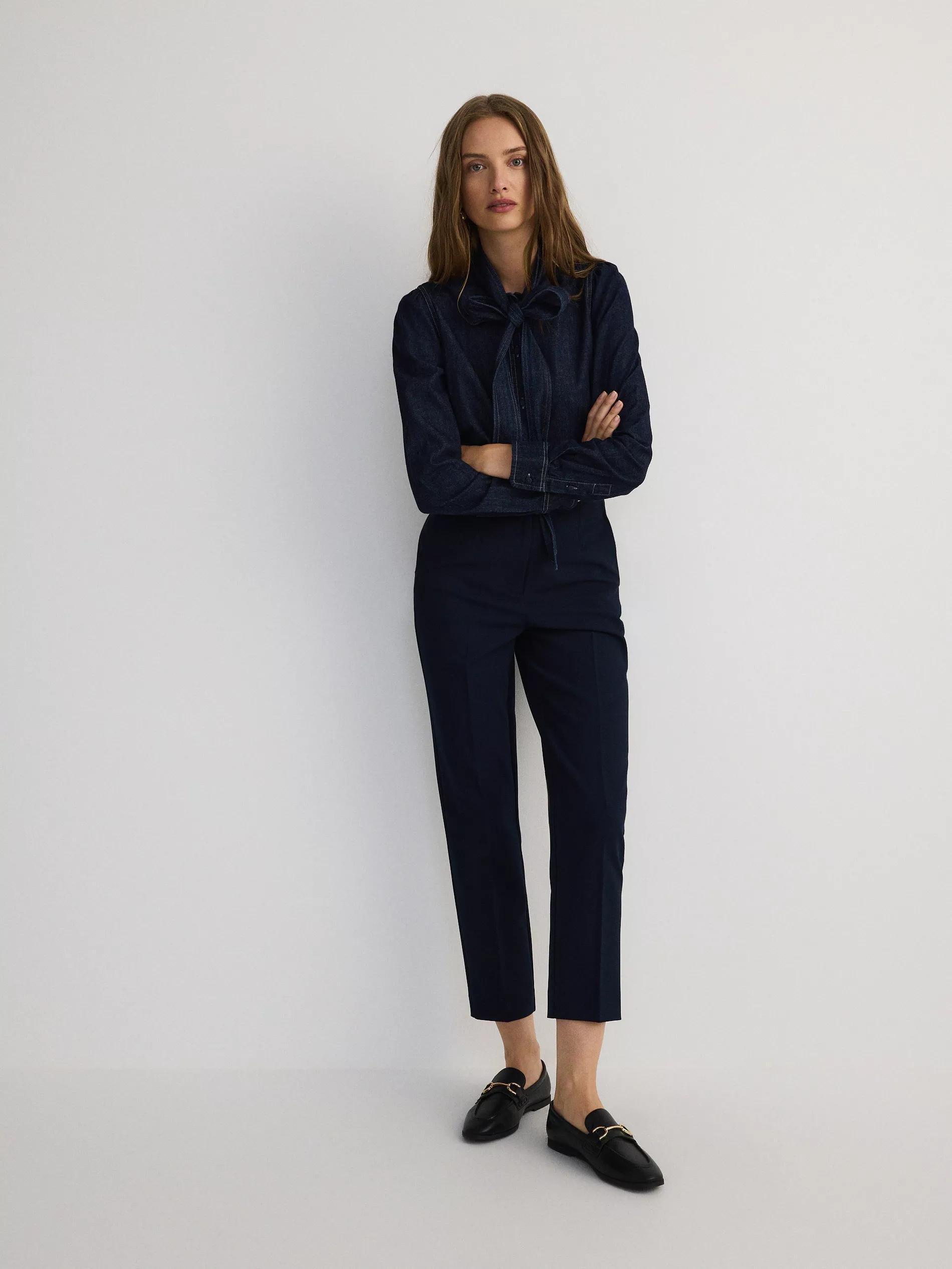 Navy High-Waisted Pants, Navy, large image number 1