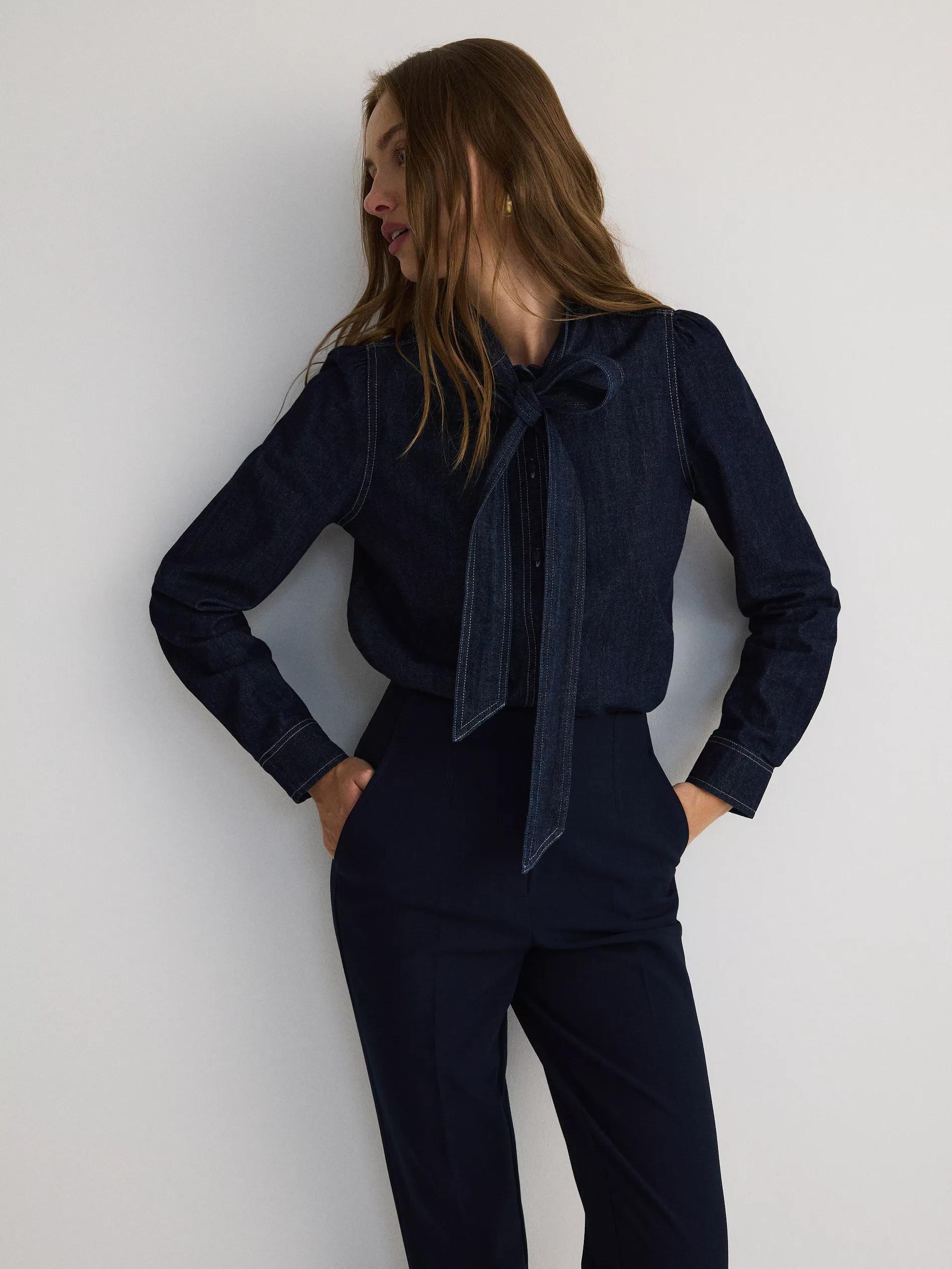 Navy High-Waisted Pants, Navy, large image number 3