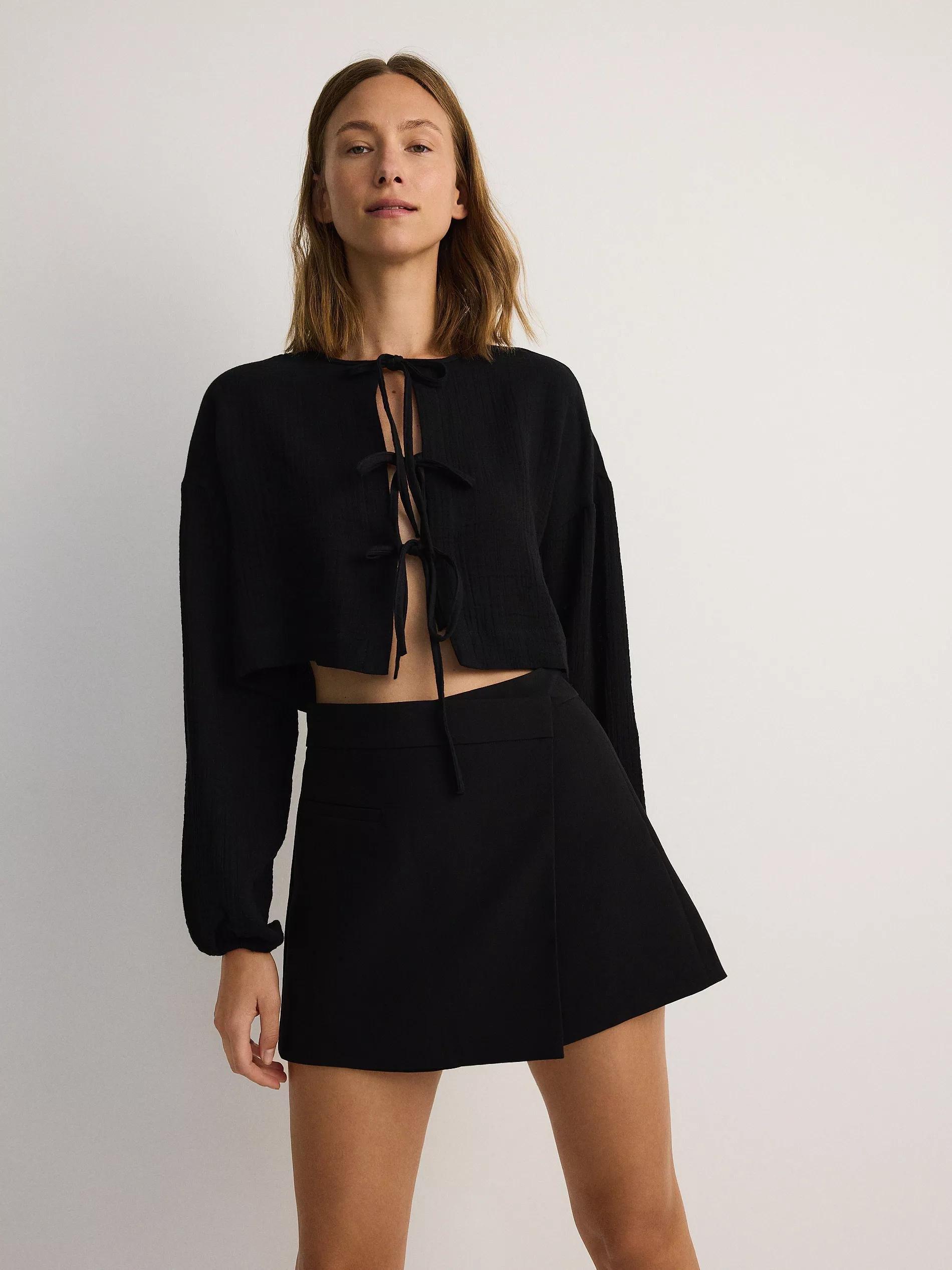 Black Skort In Viscose Blend, , large image number 2