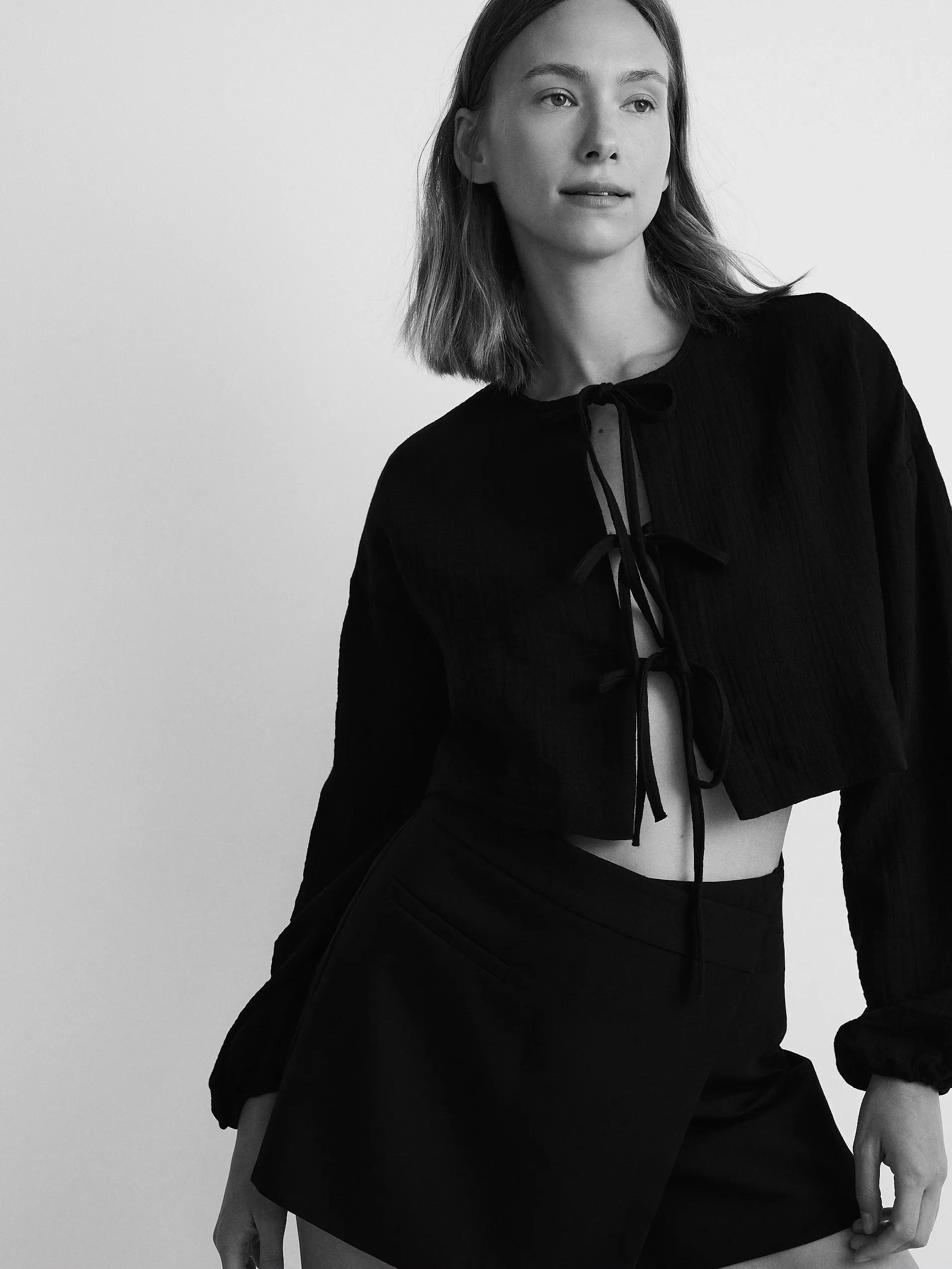 Black Skort In Viscose Blend, , large image number 6