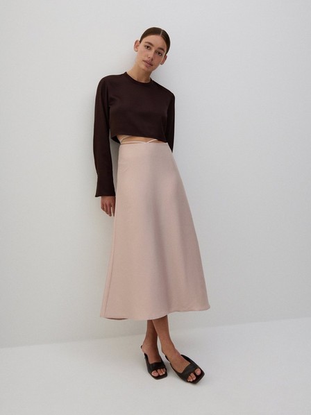 Reserved - Beige Midi Skirt, Women