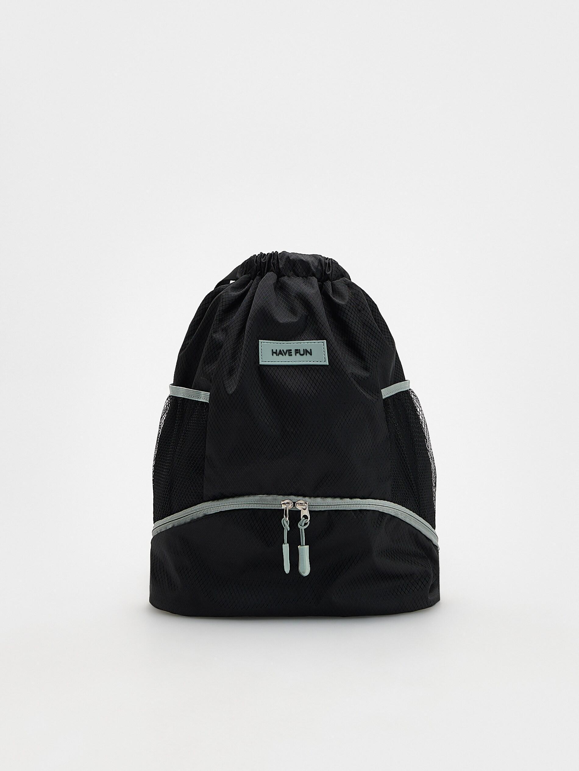 Black Zipper Backpack, Kids Unisex, Black, large image number 2