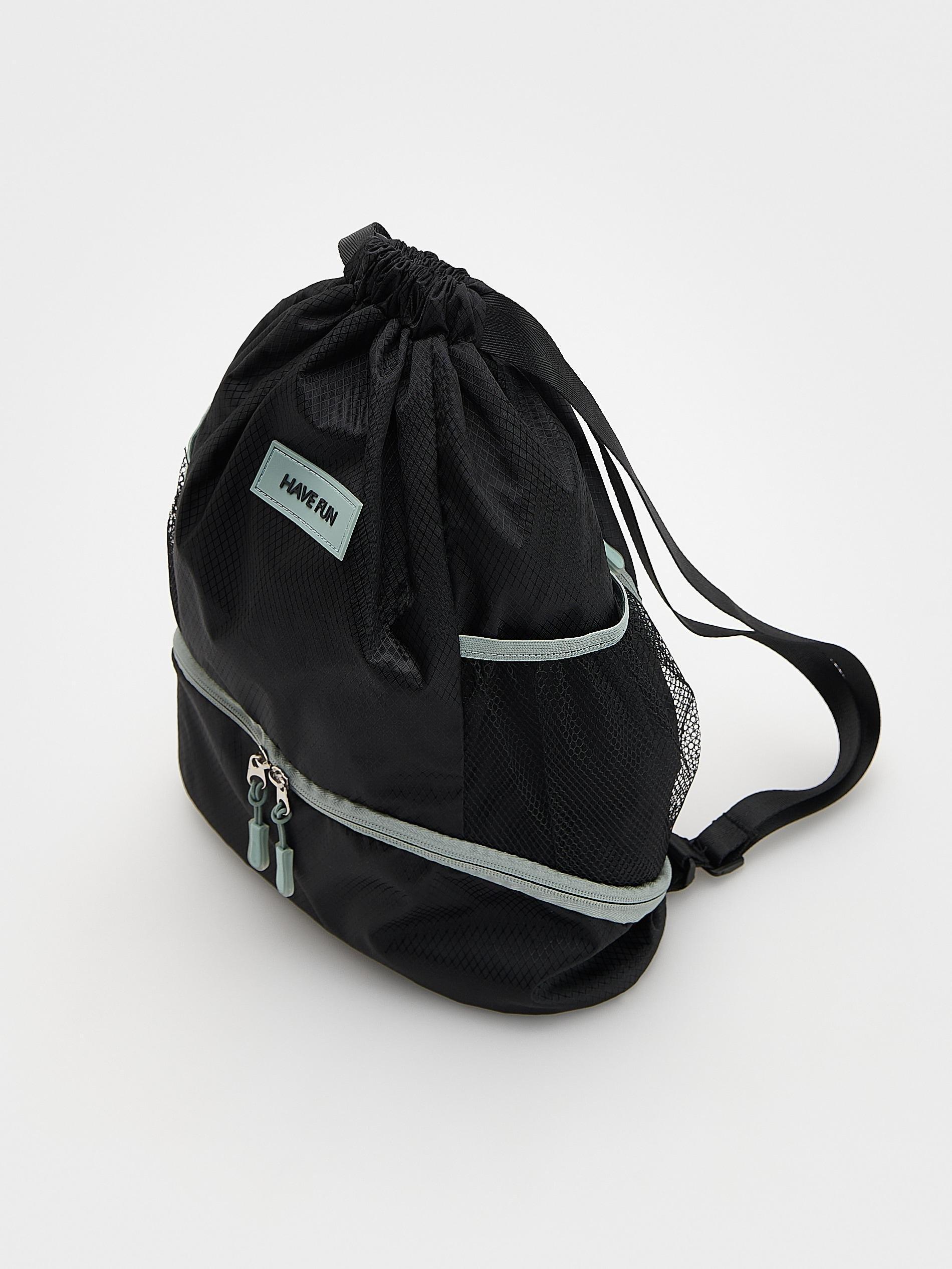 Black Zipper Backpack, Kids Unisex, Black, large image number 3