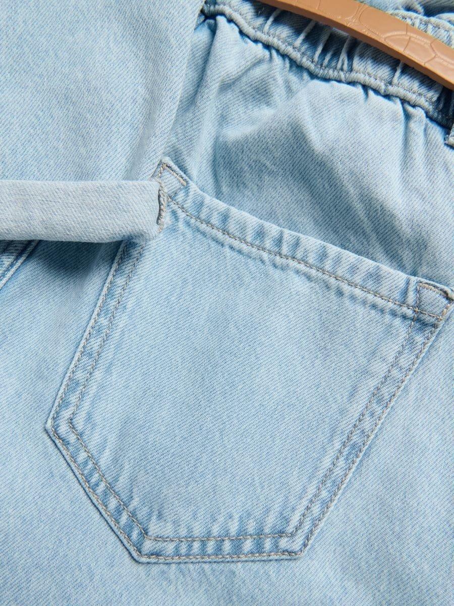 Blue Paperbag Jeans With Belt, Blue, medium