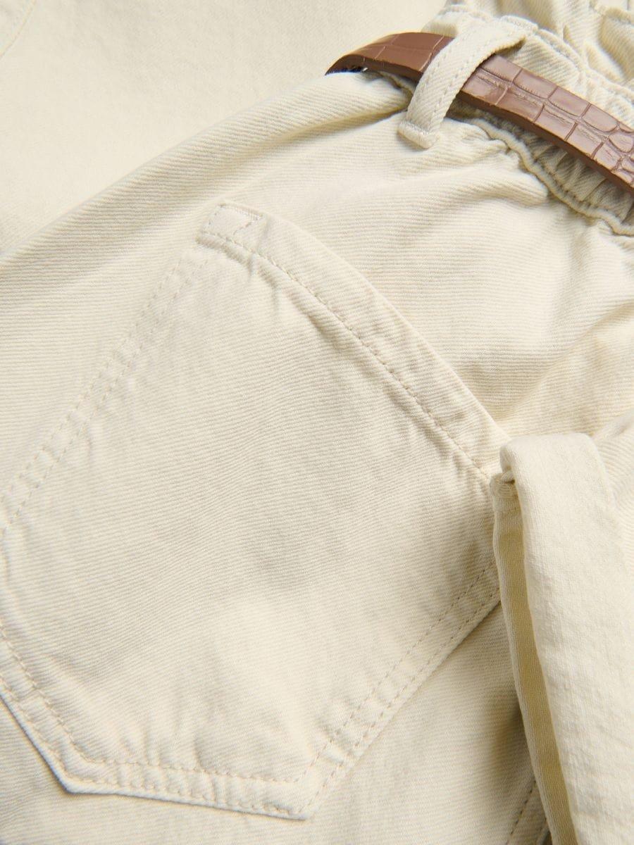 جينز بخصر مكشكش مع حزام بيج, Beige, medium