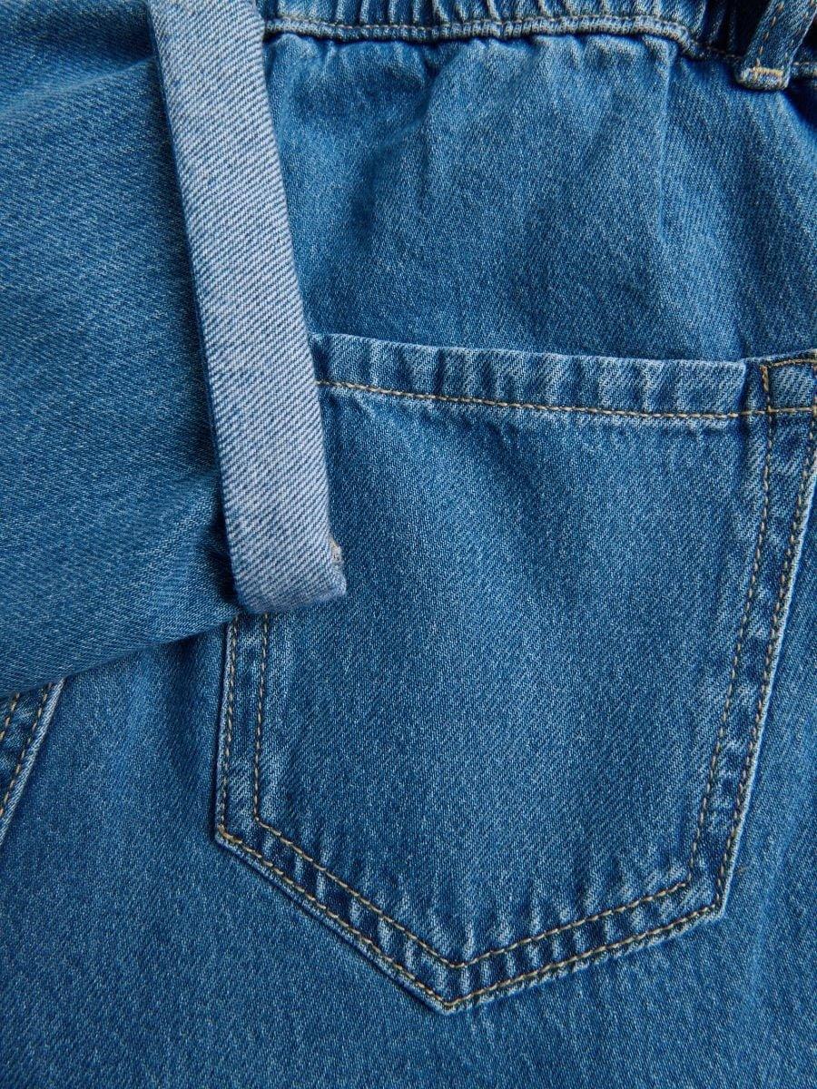 Blue Paperbag Jeans With Belt, Blue, medium