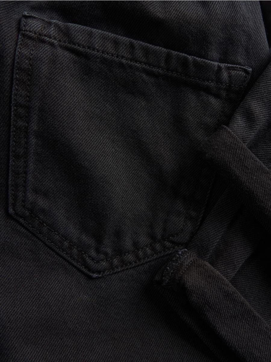 Black Paperbag Jeans With Belt, Black, medium