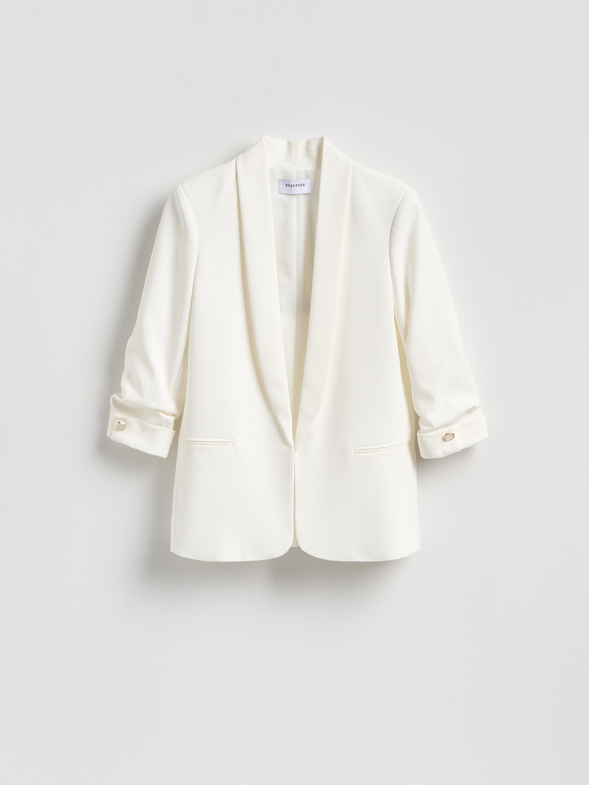 White Blazer With Viscose Blend, White, medium
