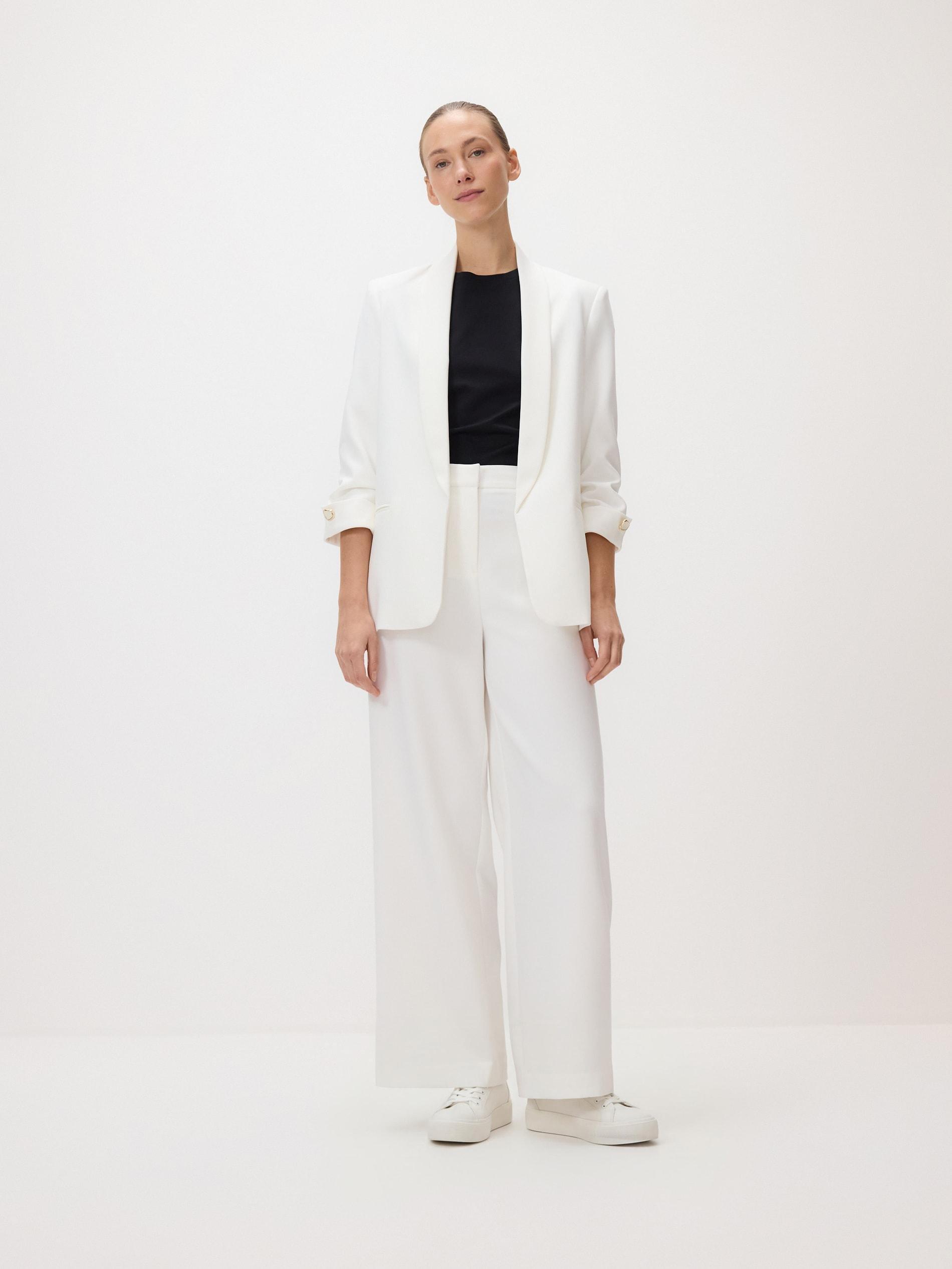 White Blazer With Viscose Blend, White, large image number 4