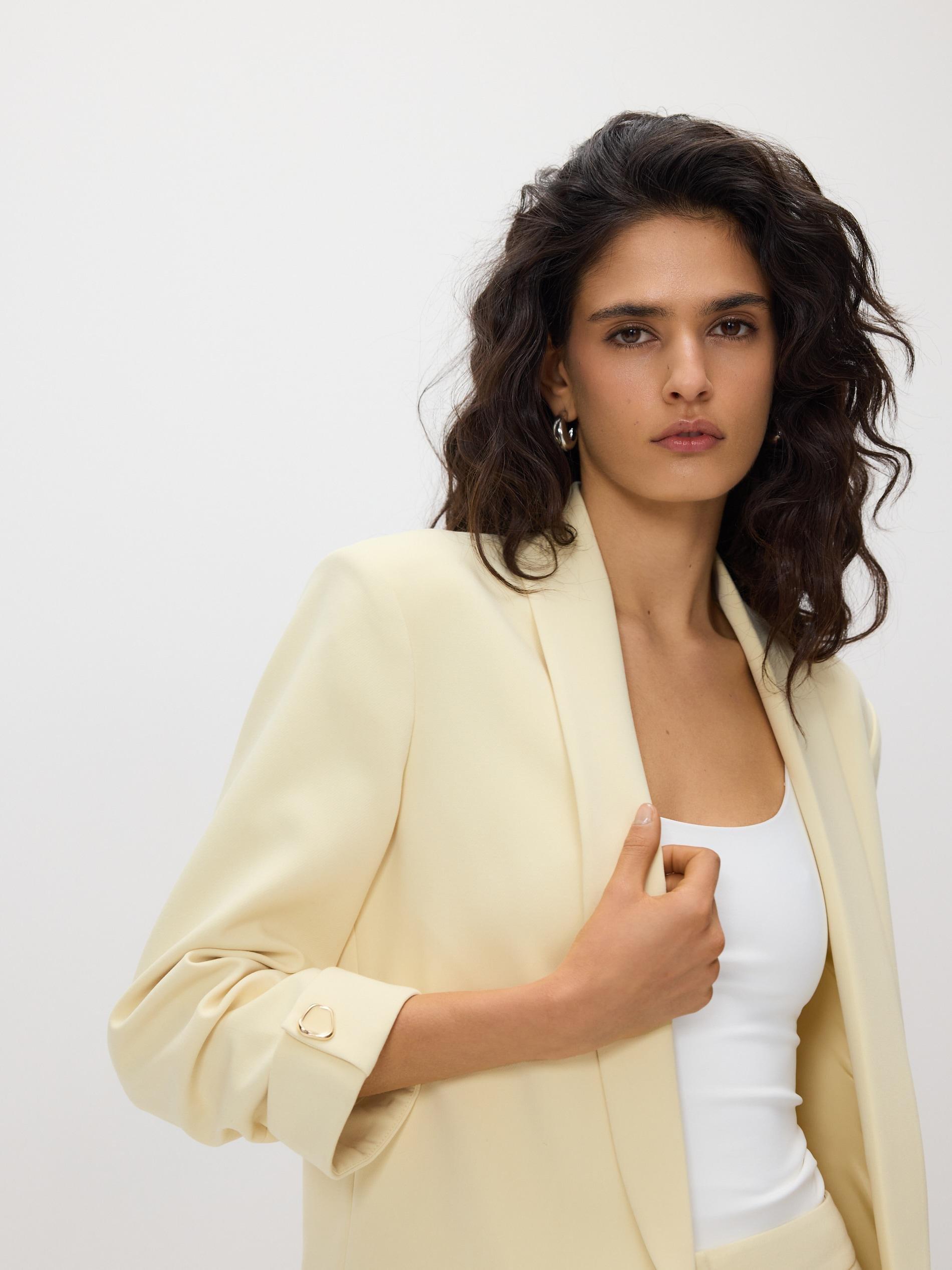 Yellow Blazer With Viscose Blend, Yellow, large image number 2