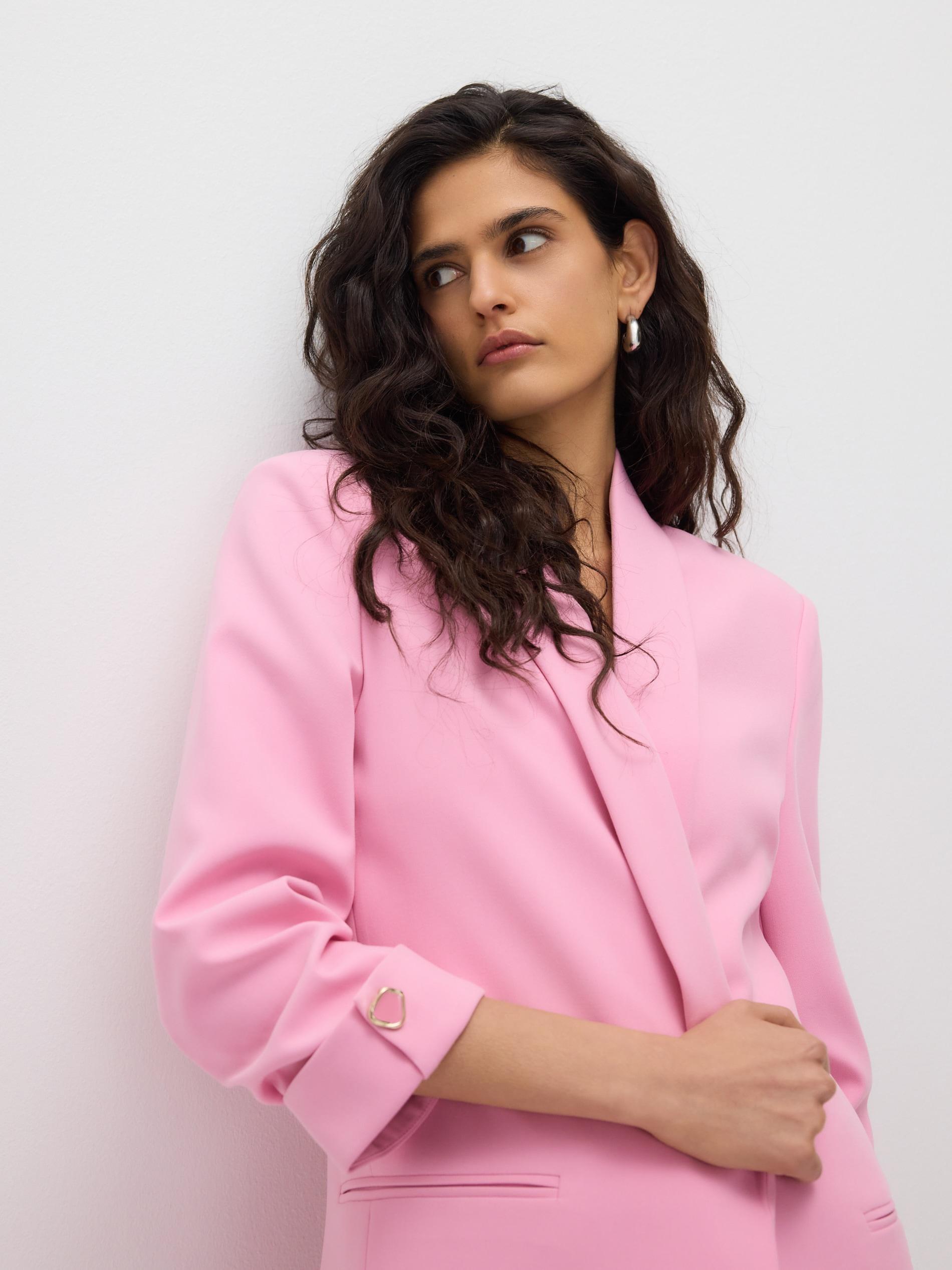 Pink Blazer With Viscose Blend, Pink, medium