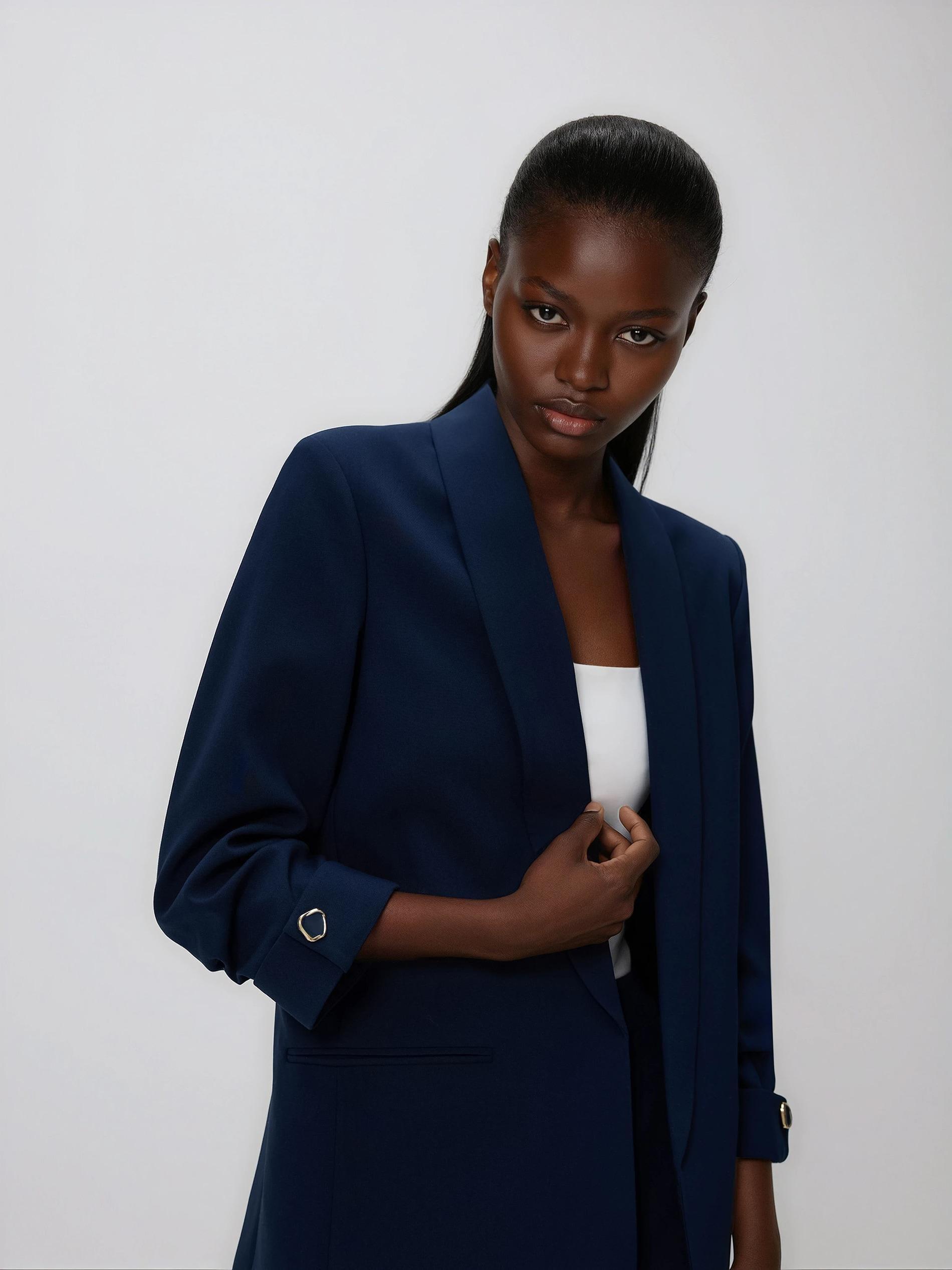 Navy Blazer With Viscose Blend, Navy, medium