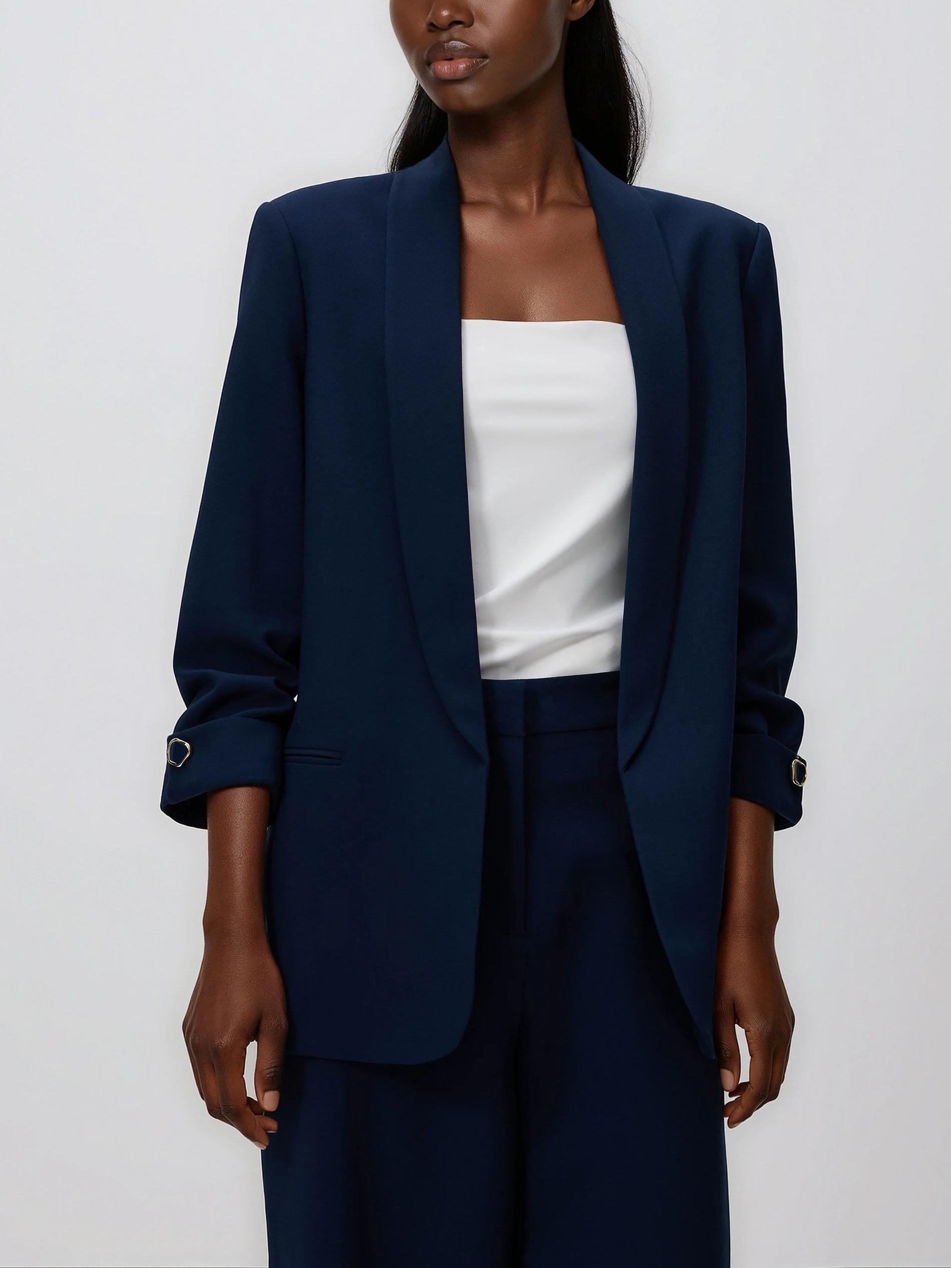 Navy Blazer With Viscose Blend, Navy, medium