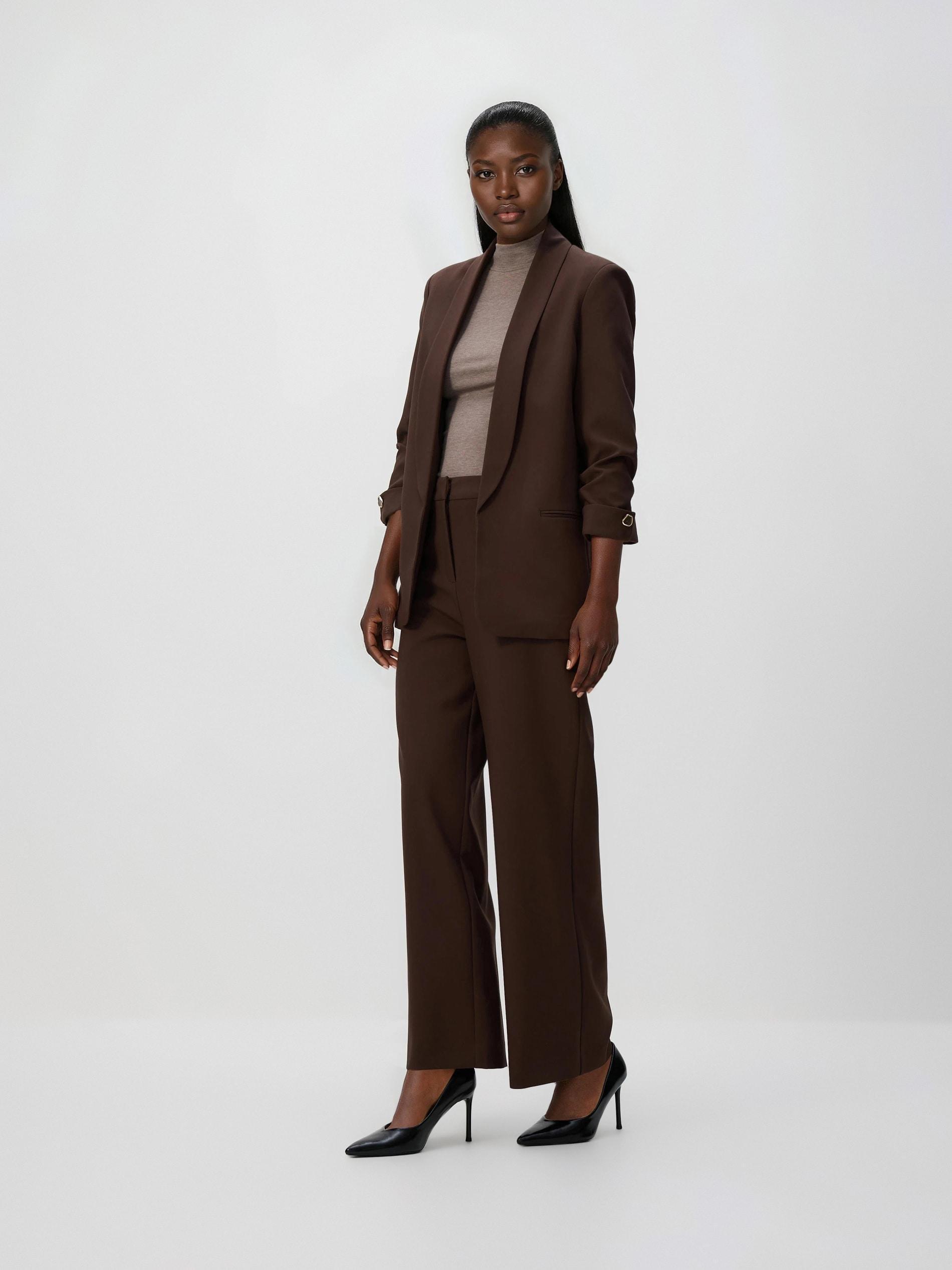 LADIES` BLAZER DARK BROWN, Brown, large image number 0