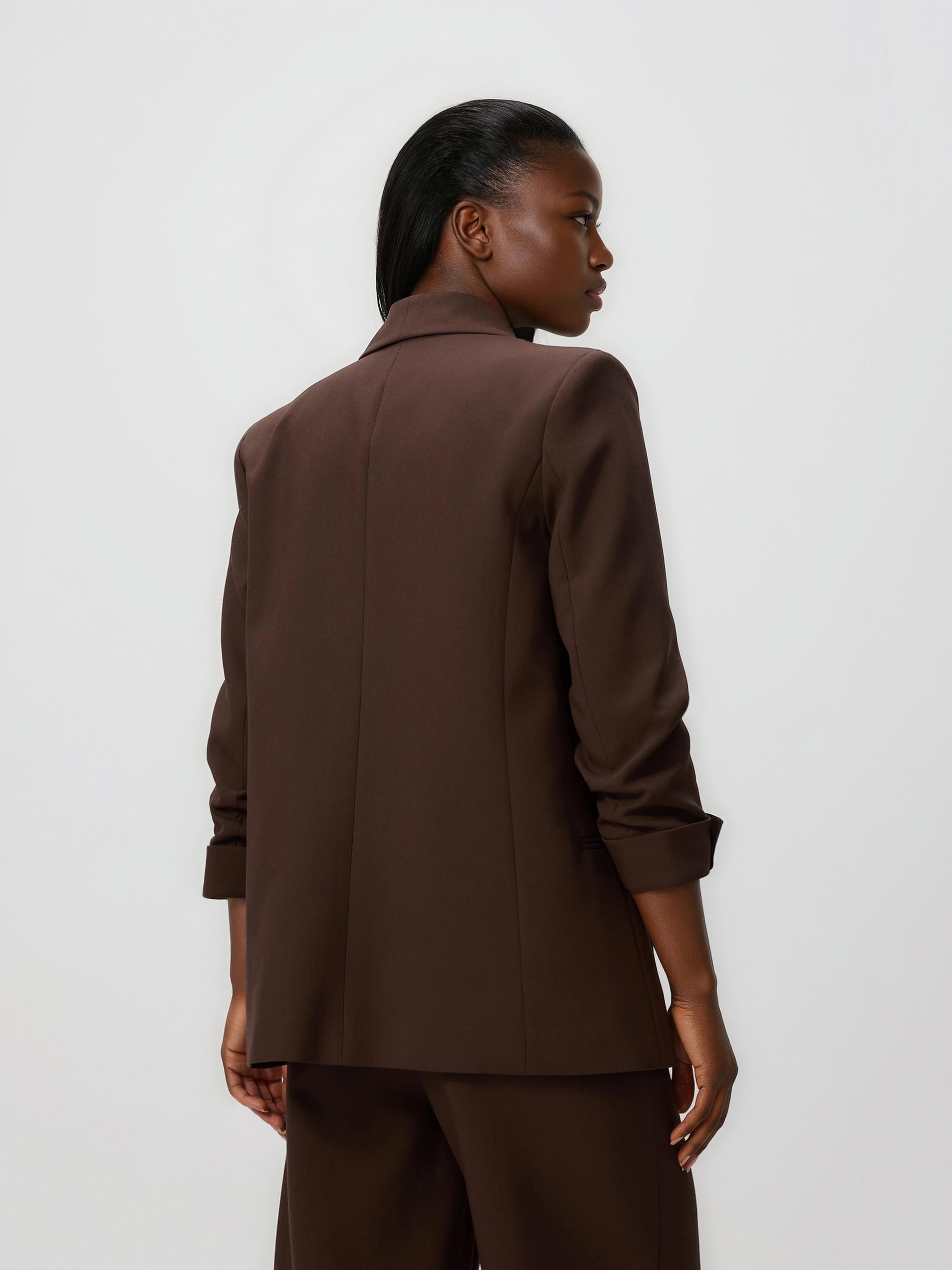 LADIES` BLAZER DARK BROWN, Brown, medium