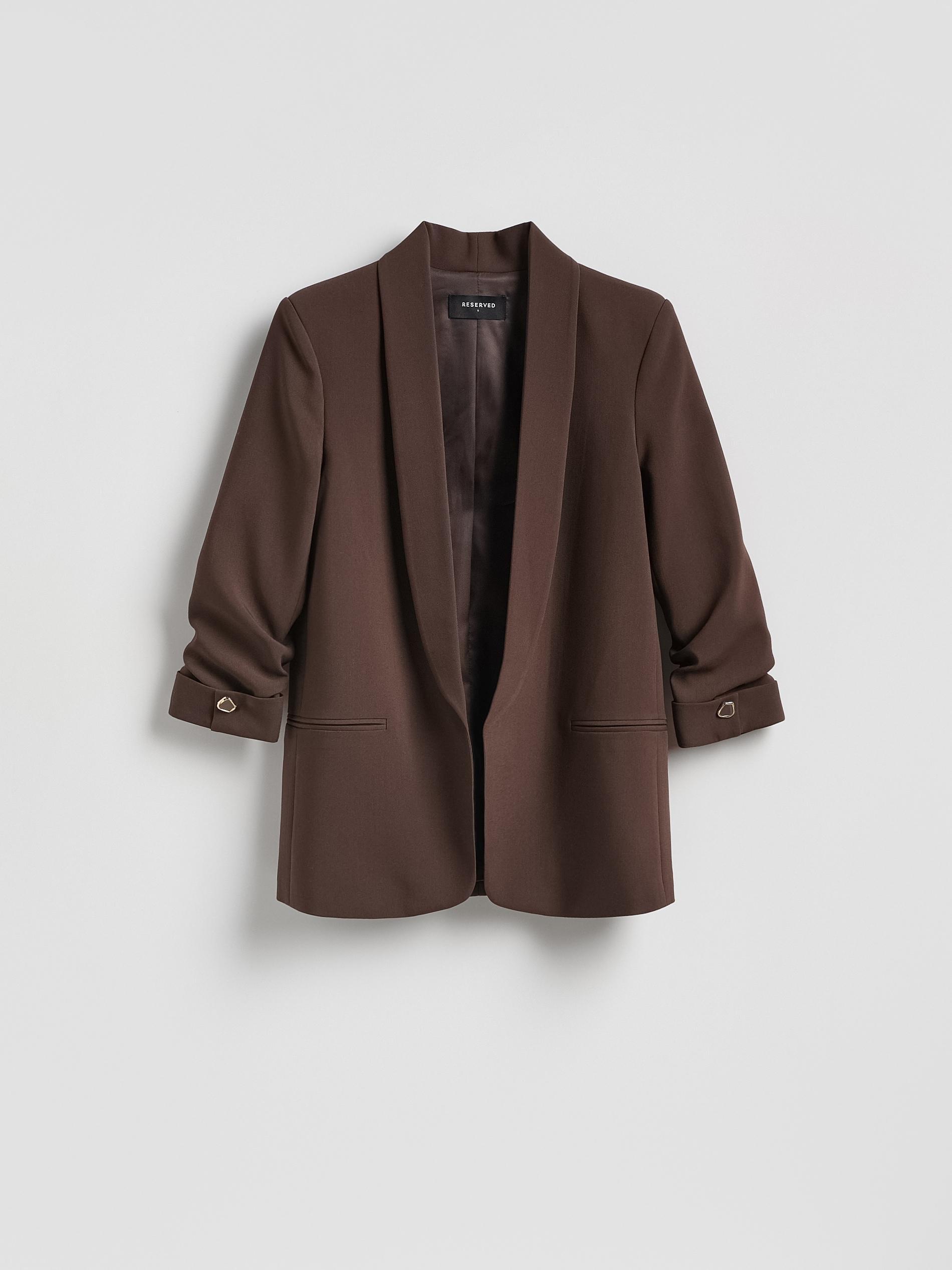 LADIES` BLAZER DARK BROWN, Brown, large image number 3