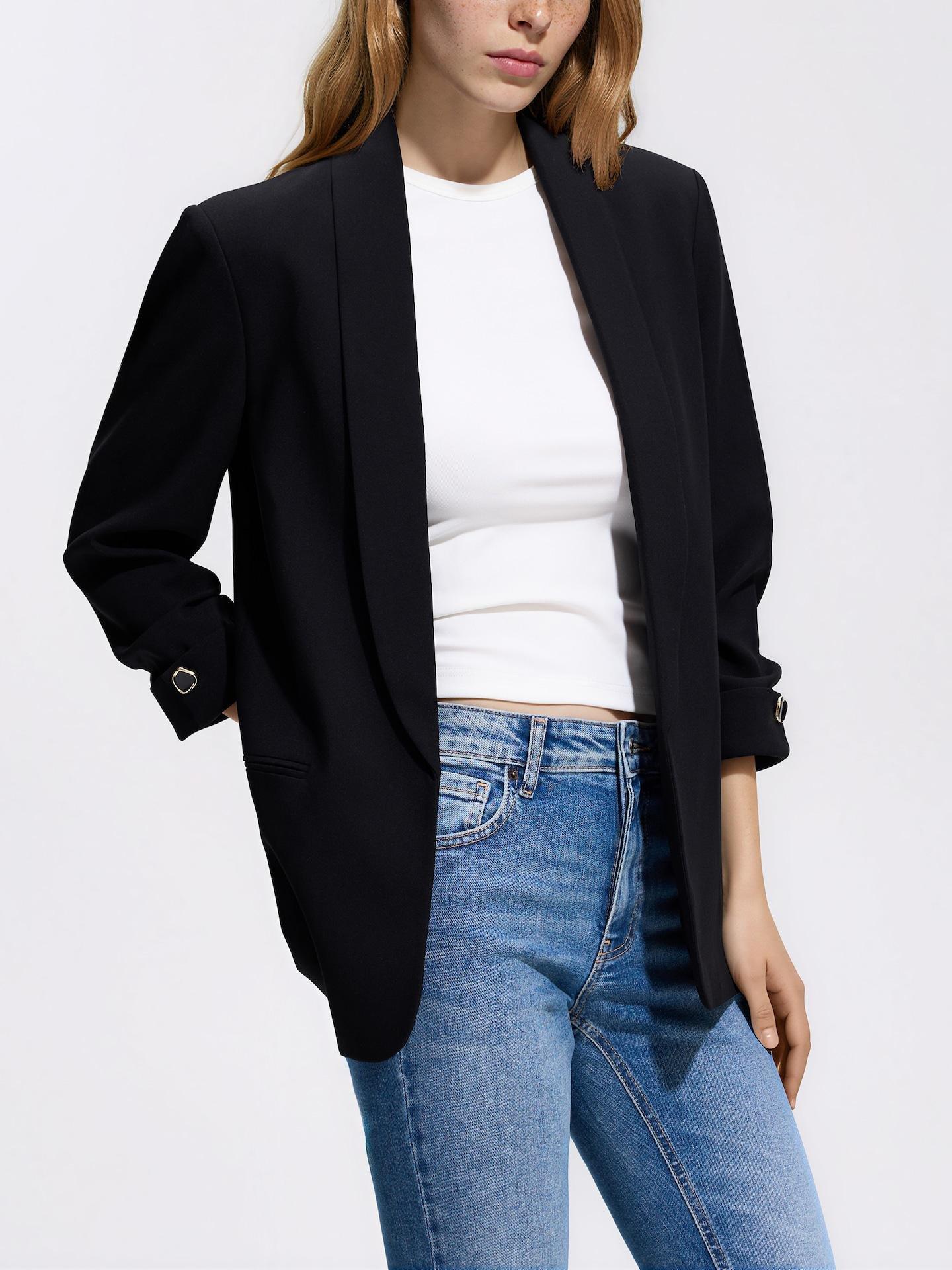 Black Blazer With Viscose Blend, Black, medium