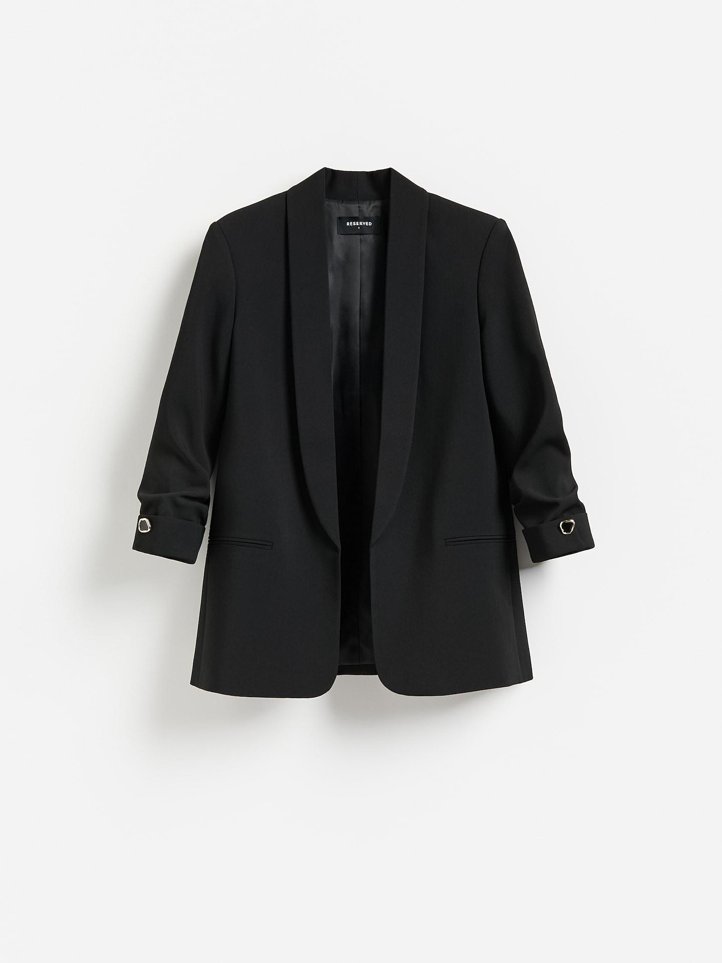 Black Blazer With Viscose Blend, Black, large image number 3