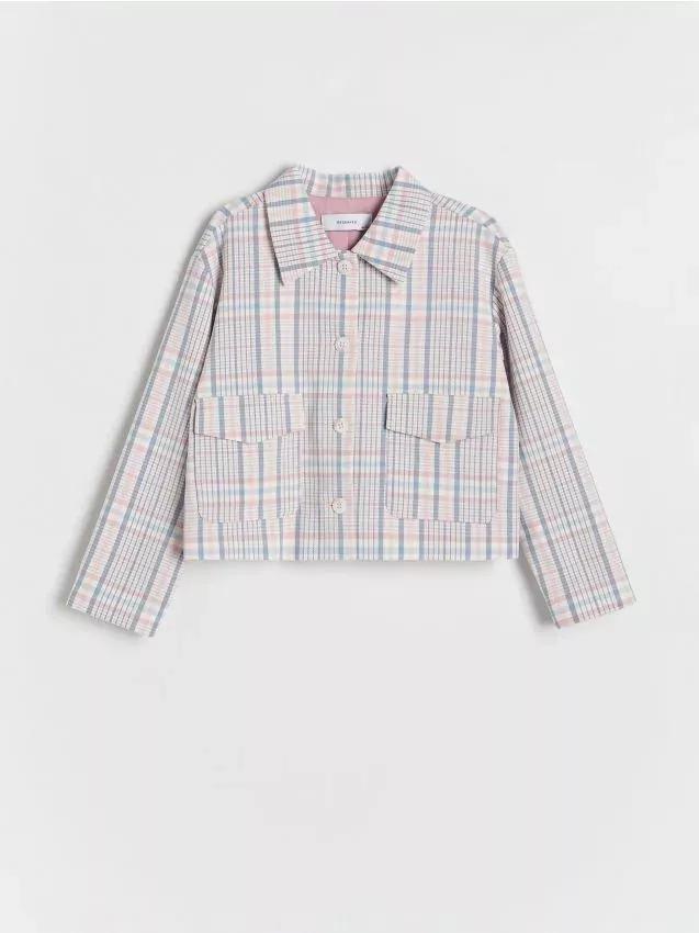 Orange Cropped Check Blazer, Kids Girls, , large image number 2