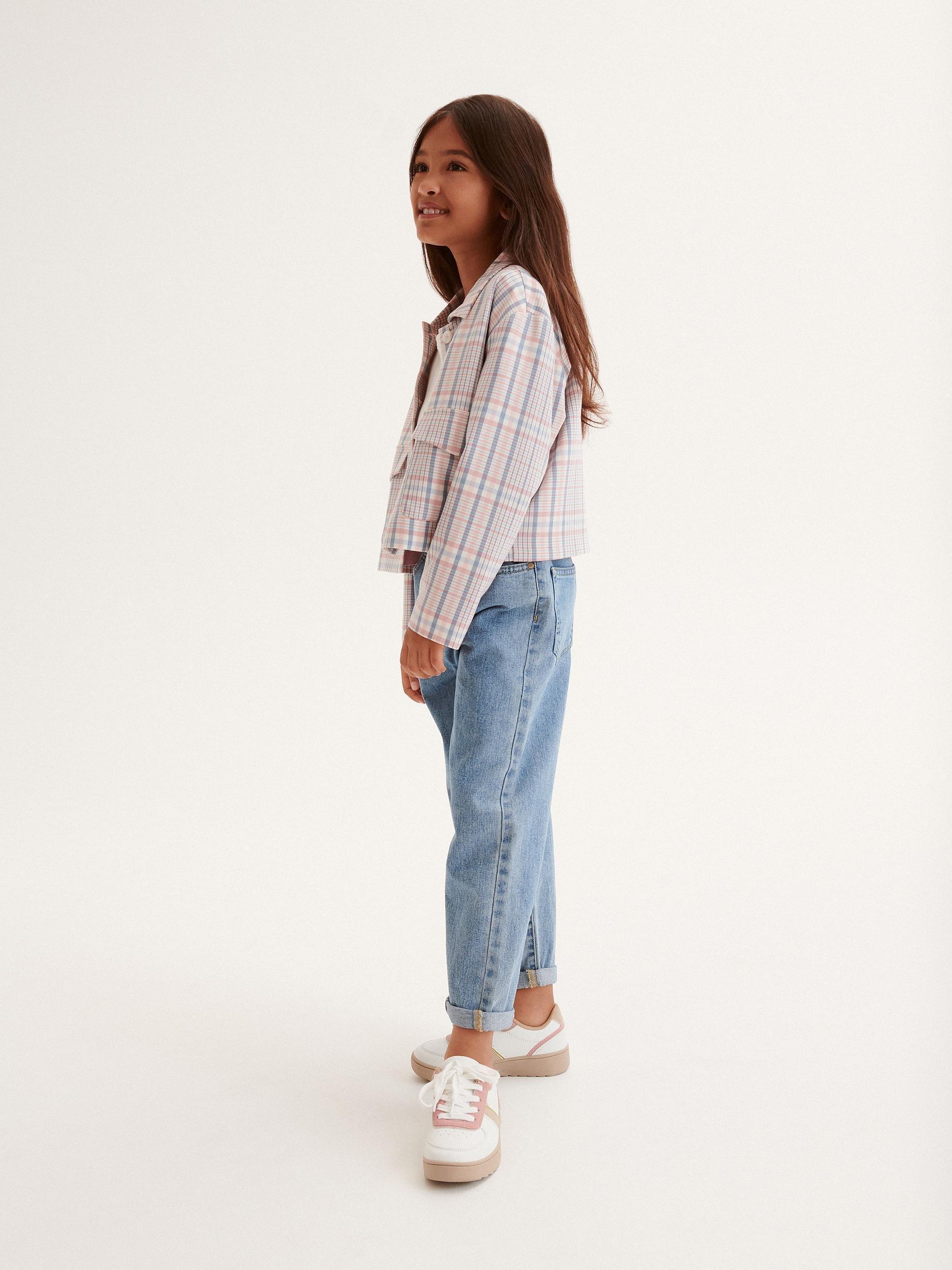 Orange Cropped Check Blazer, Kids Girls, , large image number 9