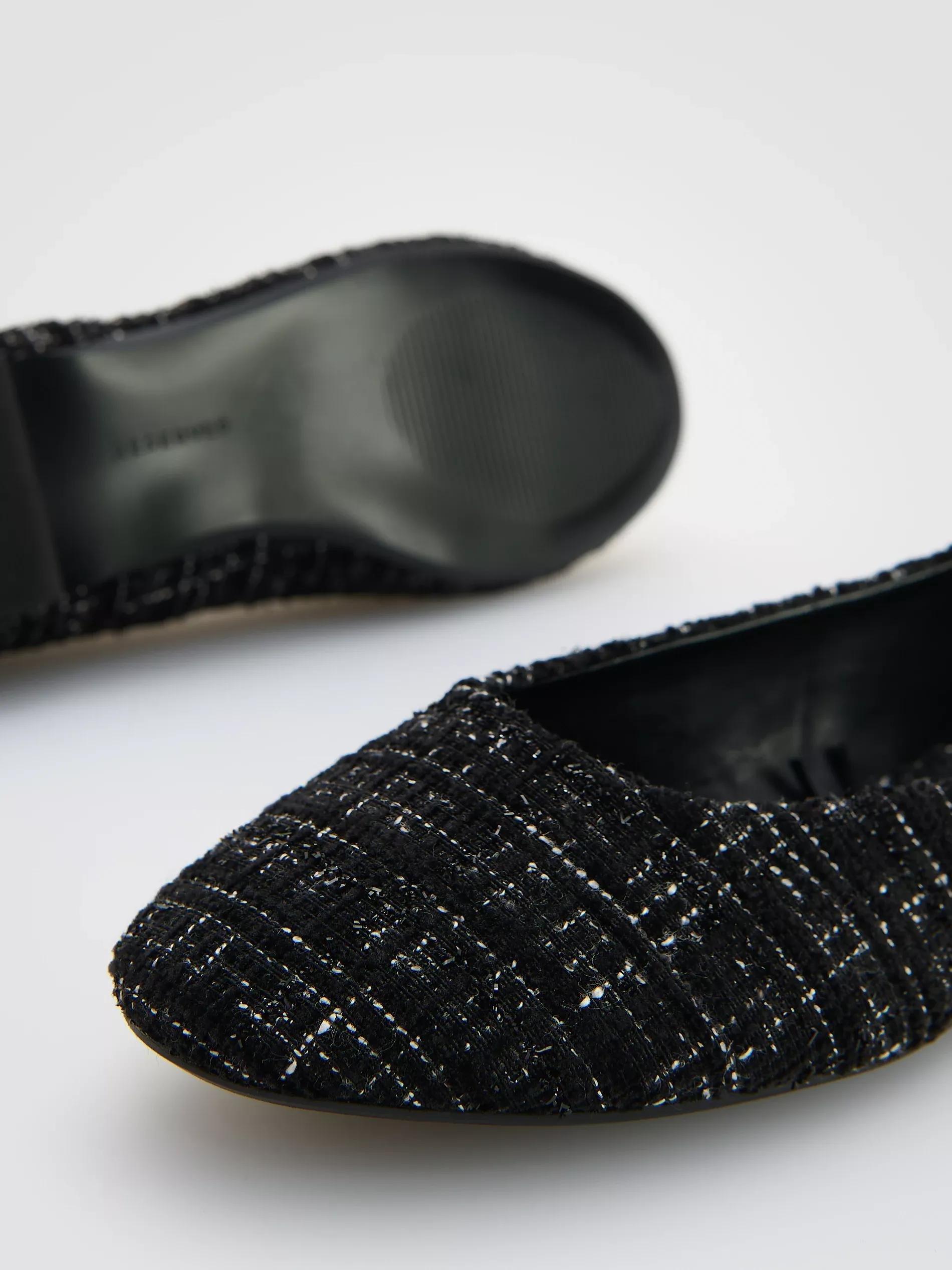 Black Ballet Flats With Metallic Thread, Black, medium