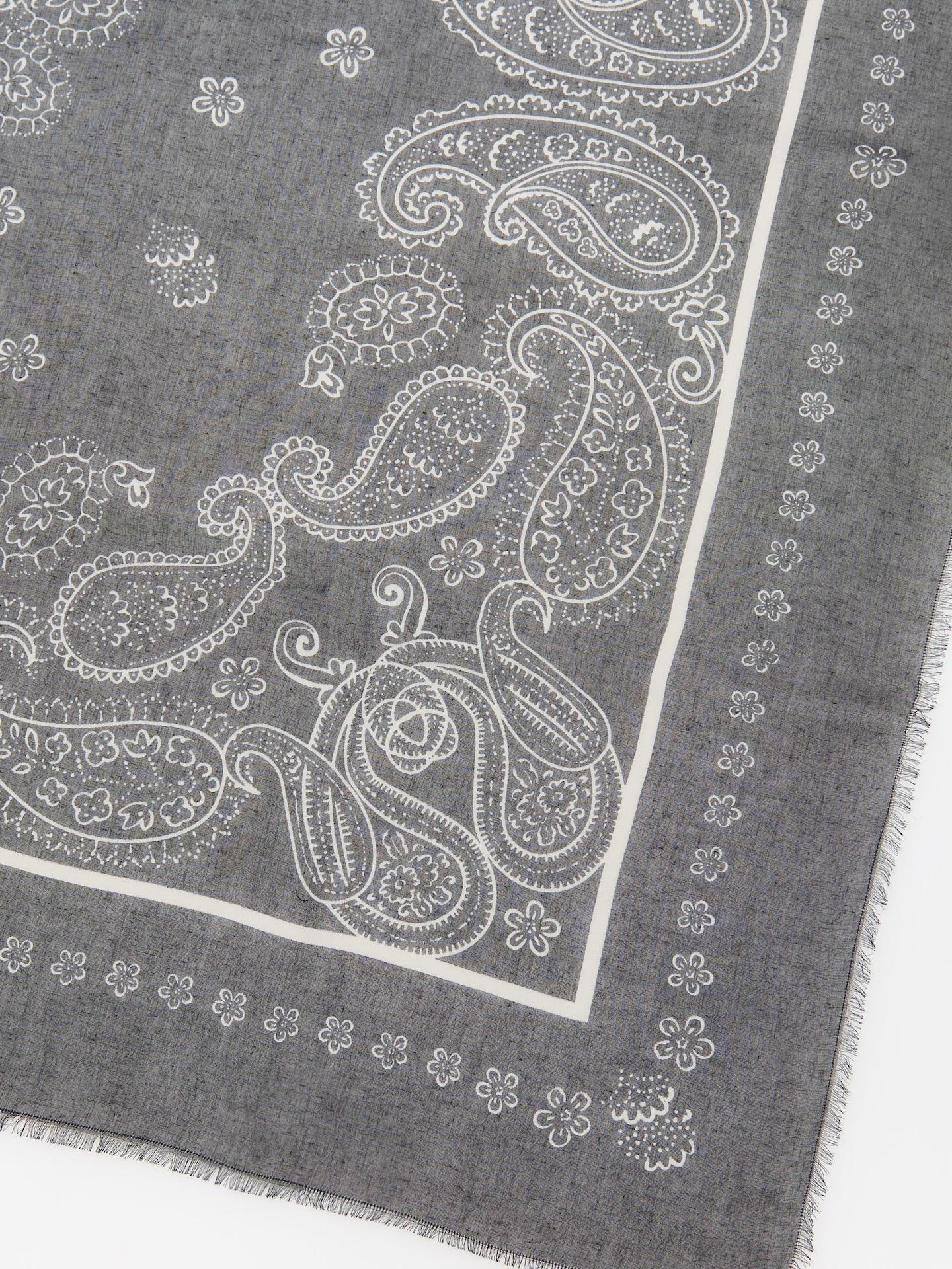 Black Printed Scarf, Black, medium