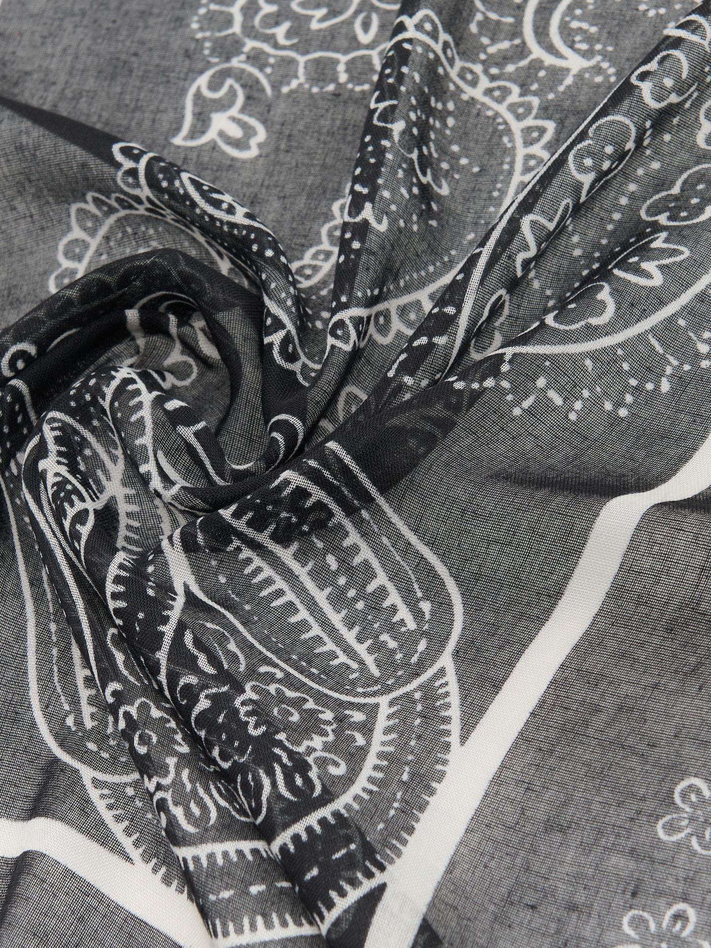Black Printed Scarf, Black, medium