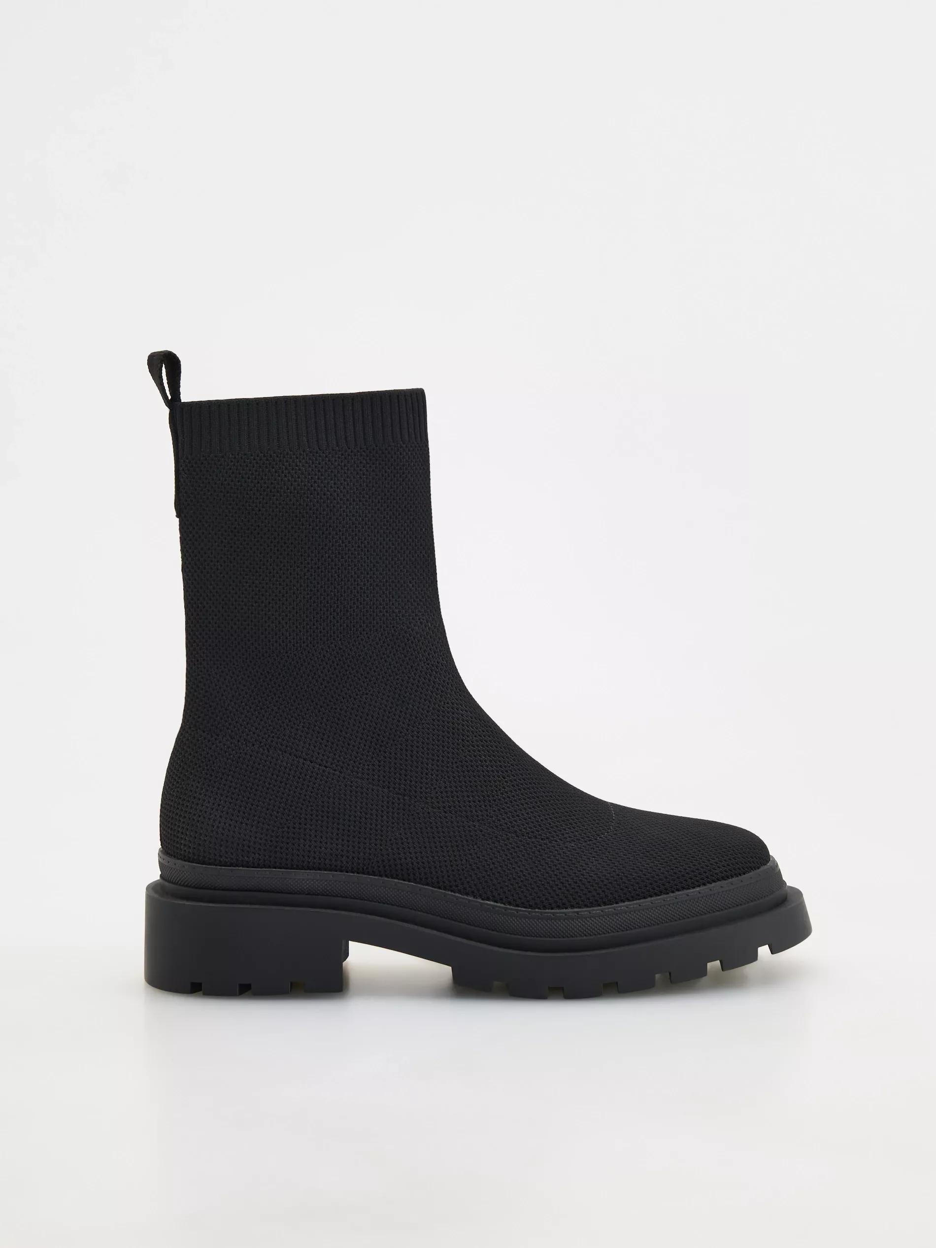 Black Ankle Boots With Elastic Shaft, , large image number 1