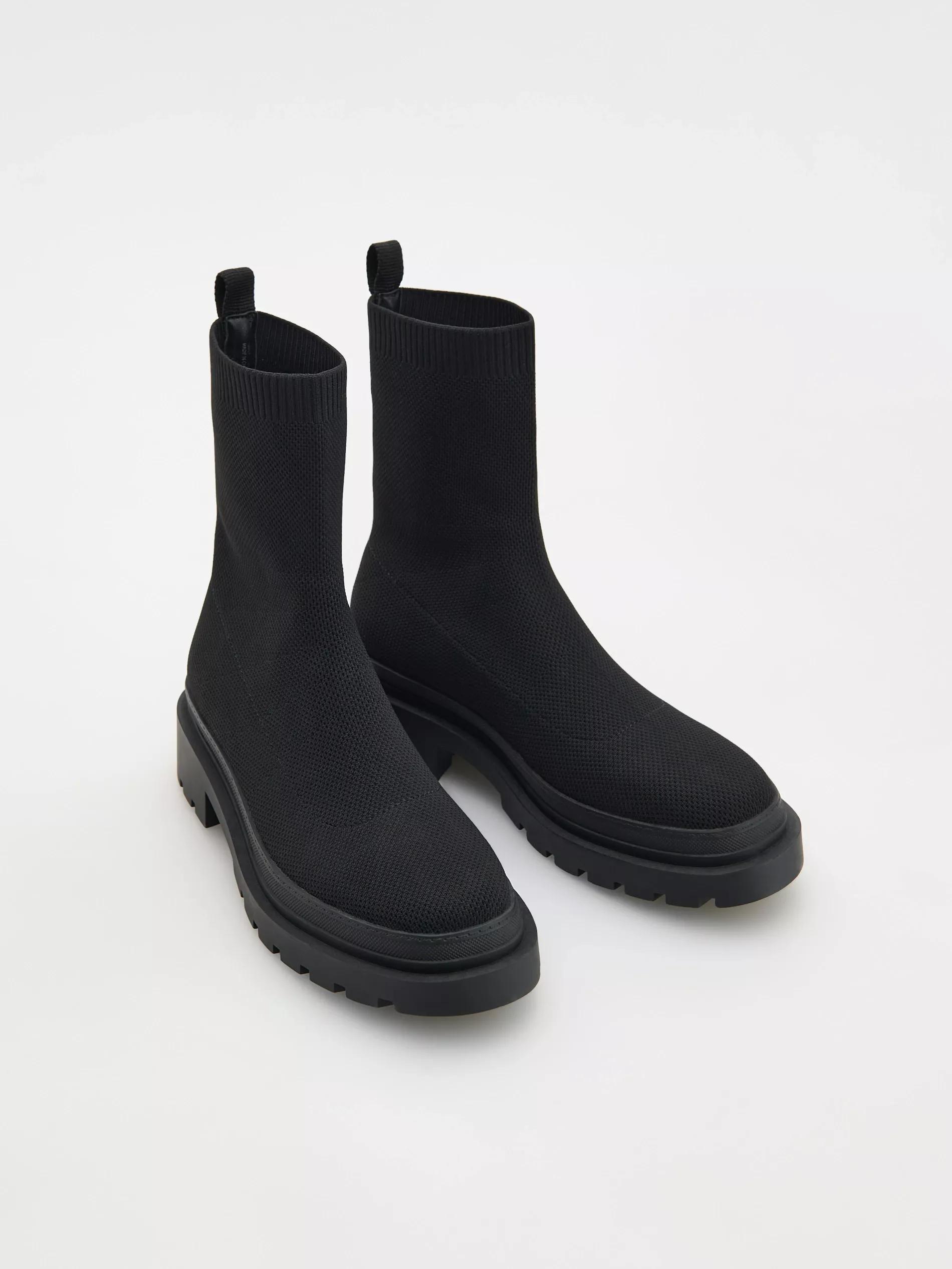 Black Ankle Boots With Elastic Shaft, , large image number 2