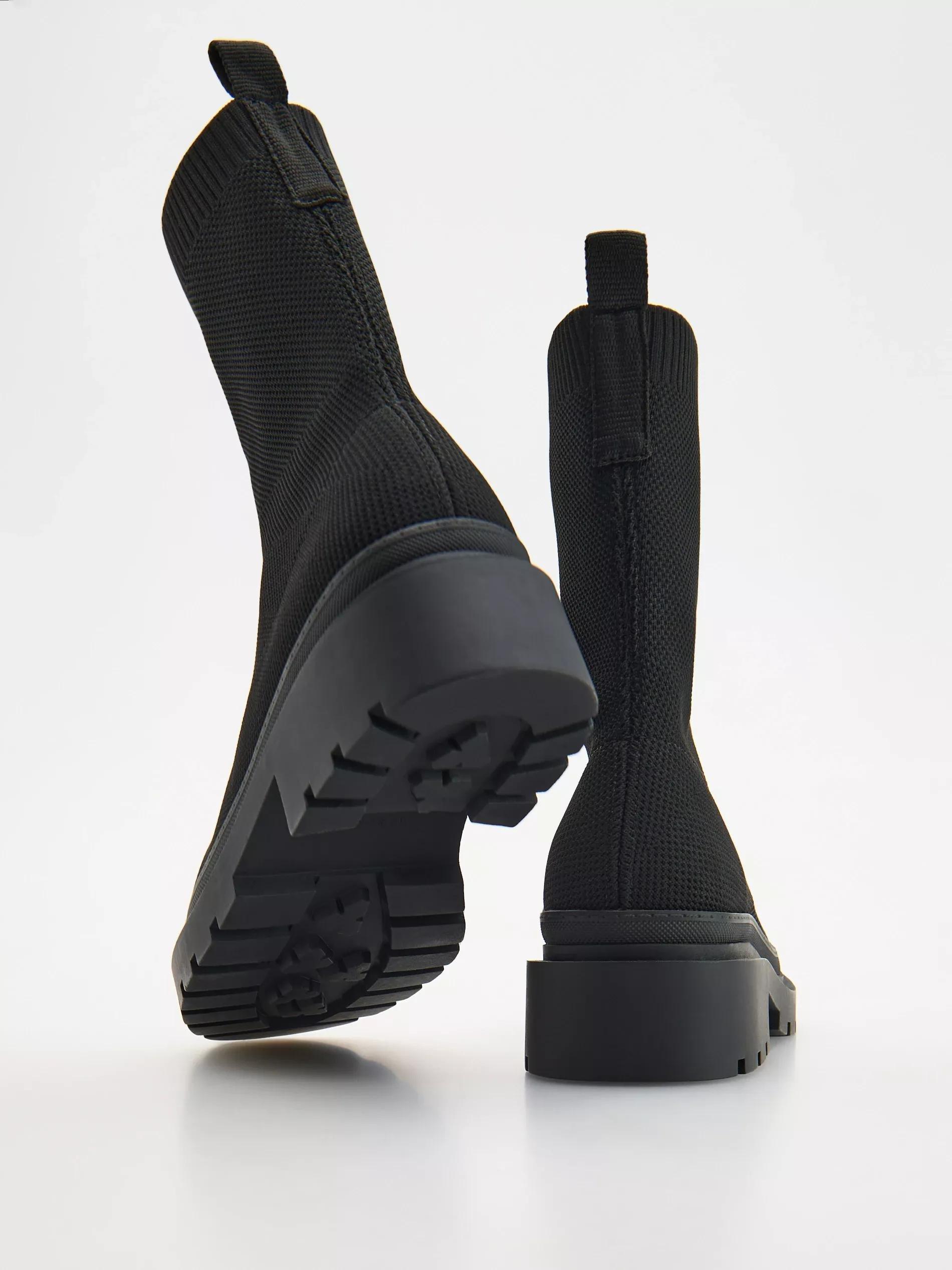 Black Ankle Boots With Elastic Shaft, , large image number 3