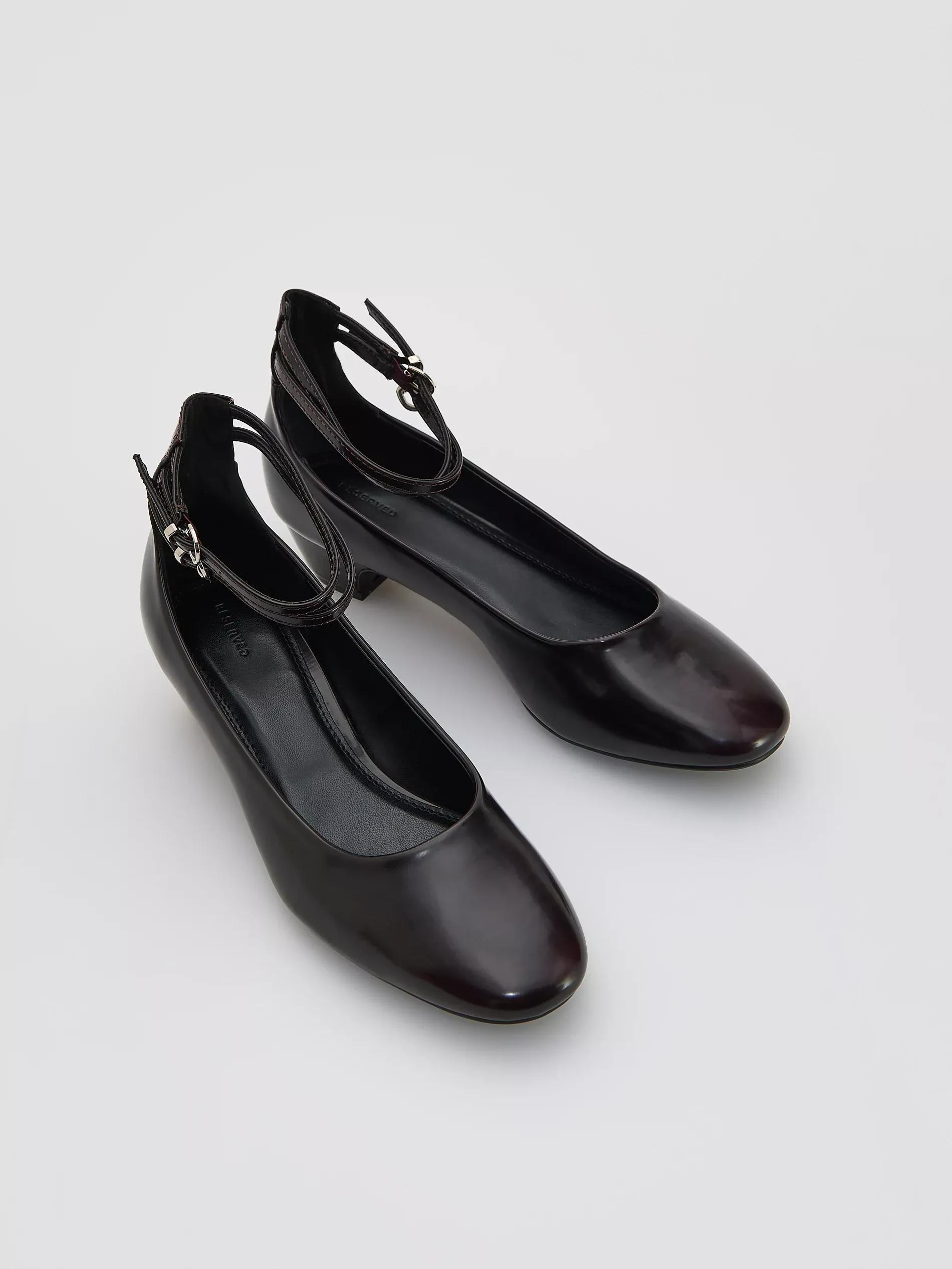 Maroon Lacquered Ballerinas With Heels, Burgundy, large image number 2