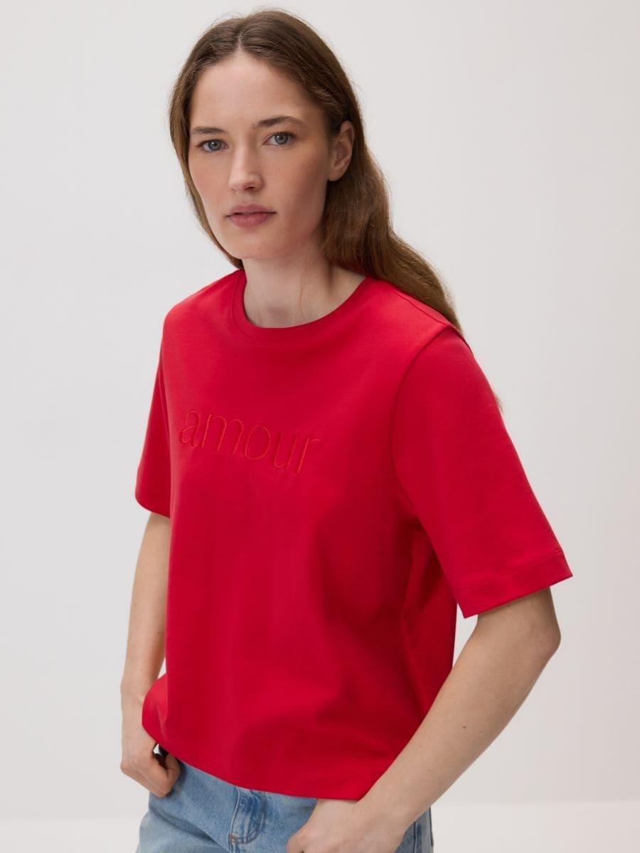 Red Regular-fit T-shirt with embroidery, Red, large image number 2