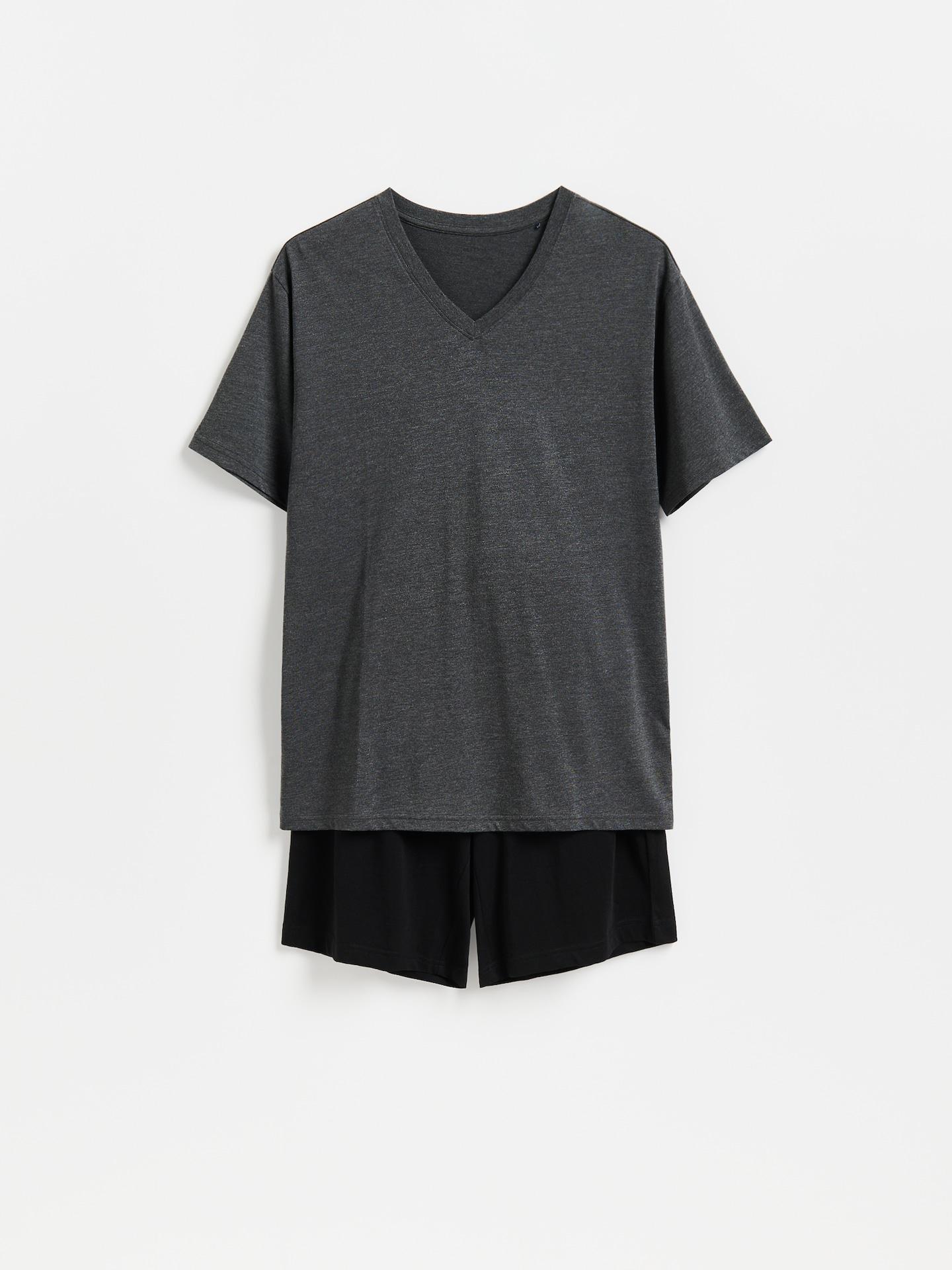 Grey Two Piece Cotton Blend Pyjama Set, Grey, medium