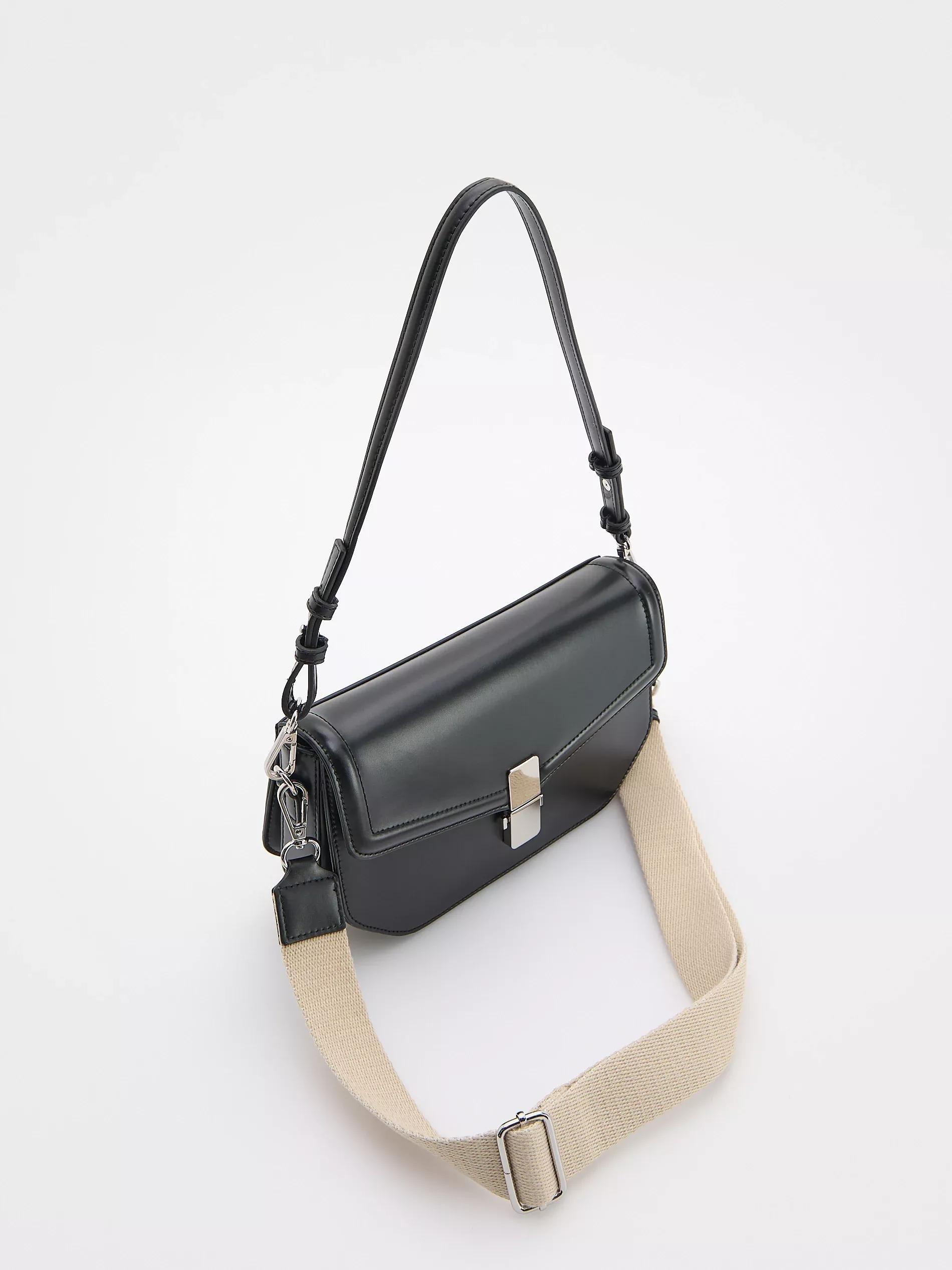 Black Shoulder Bag, Black, large image number 3