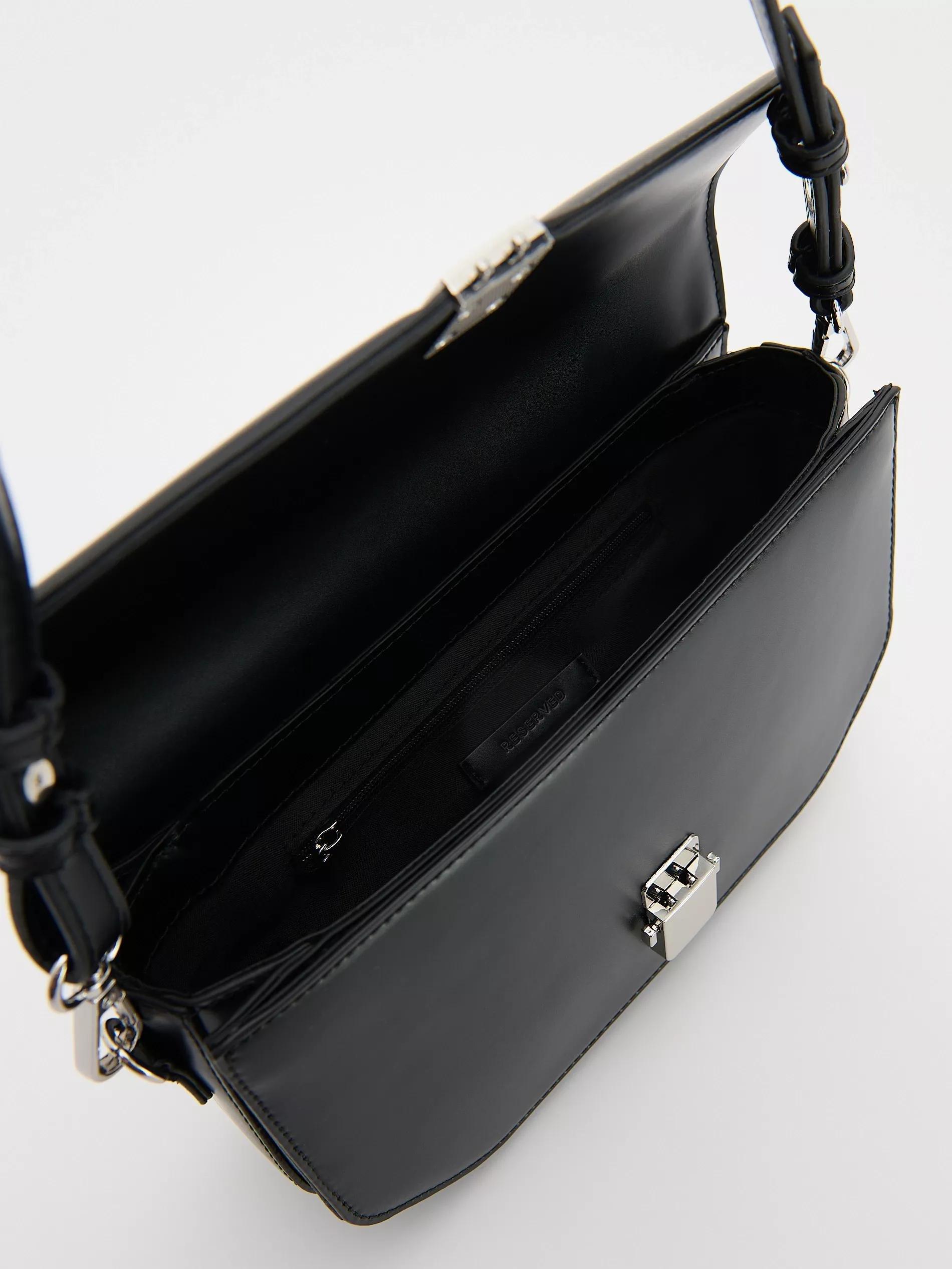 Black Shoulder Bag, Black, large image number 5