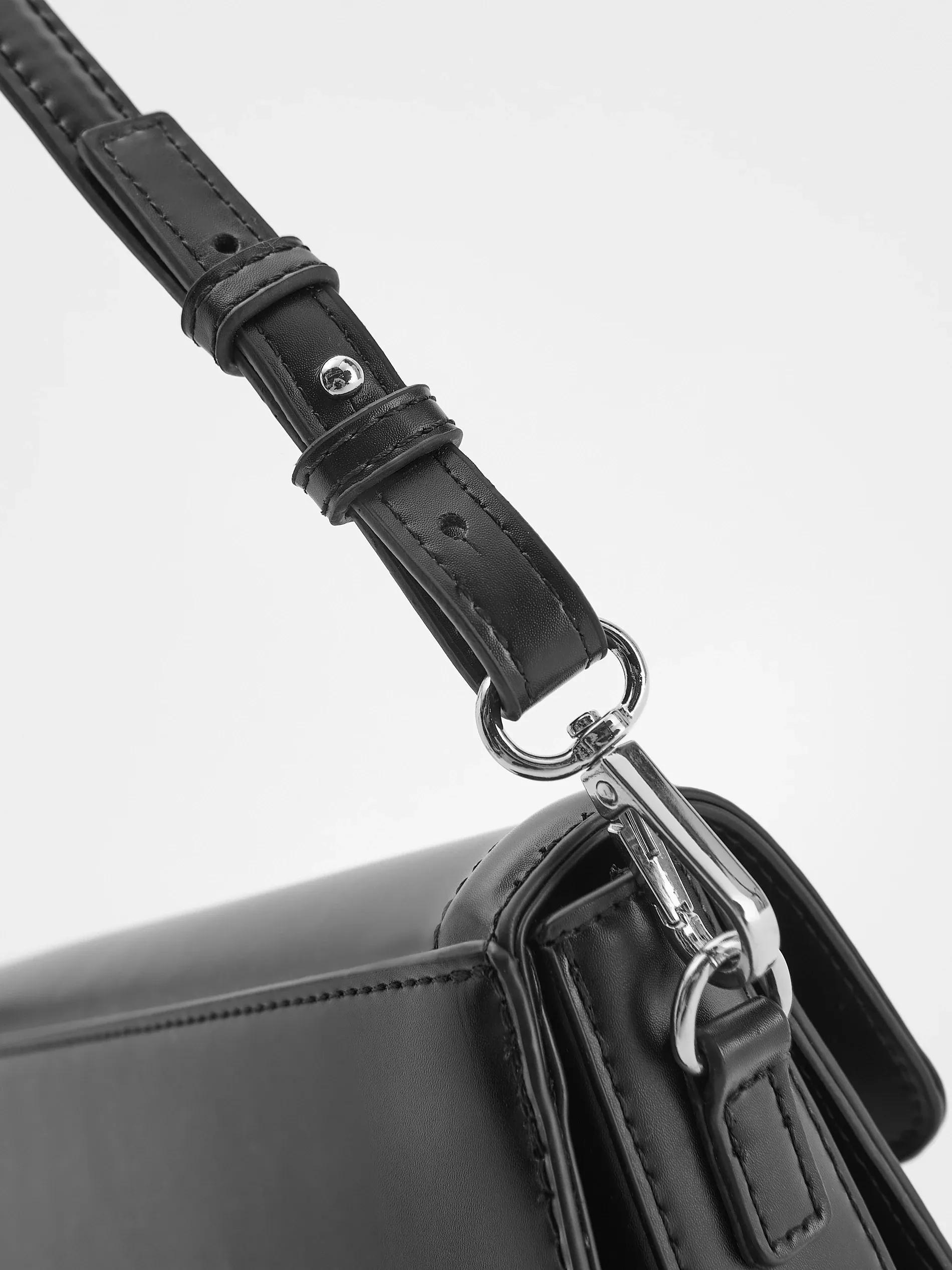 Black Shoulder Bag, Black, large image number 8
