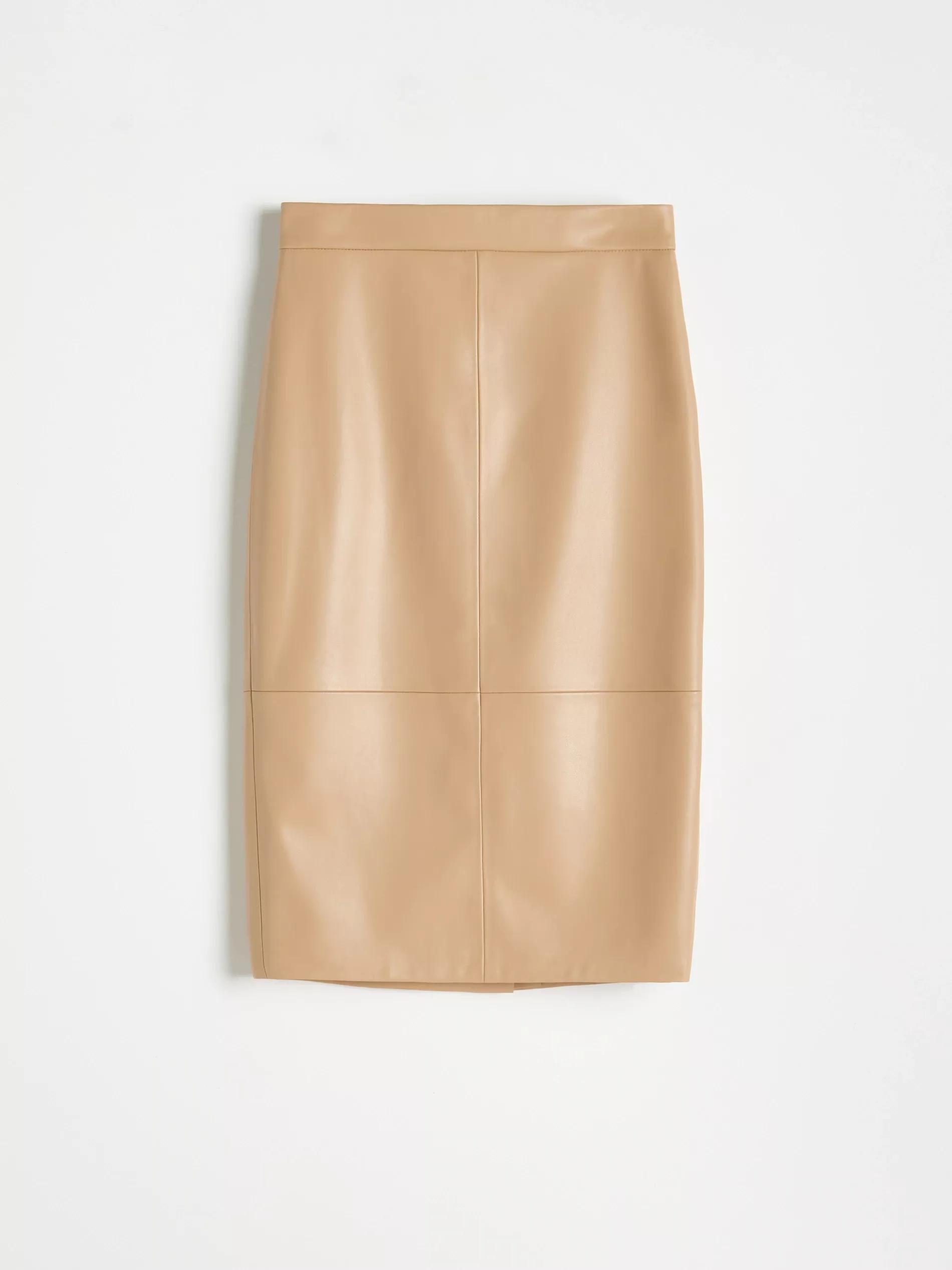 Sand Faux Leather Midi Skirt, , large image number 2